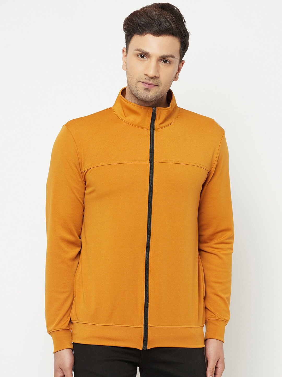 

GLITO Mock Collar Stretchable Sporty Jacket, Mustard