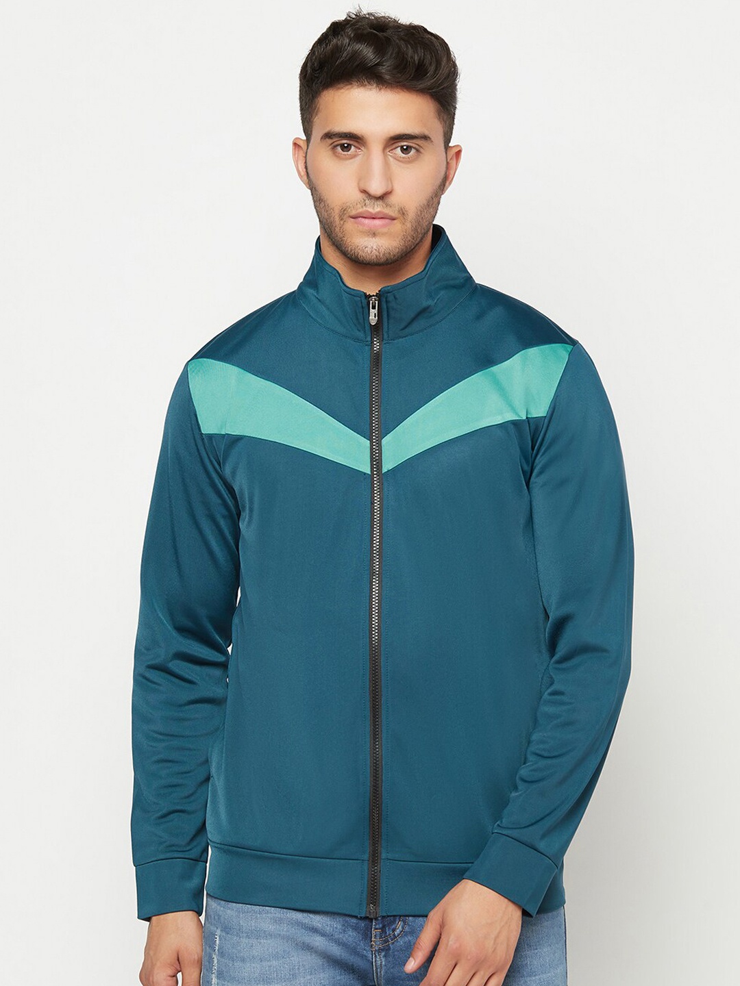 

GLITO Colourblocked Stretchable Sporty Jacket, Teal