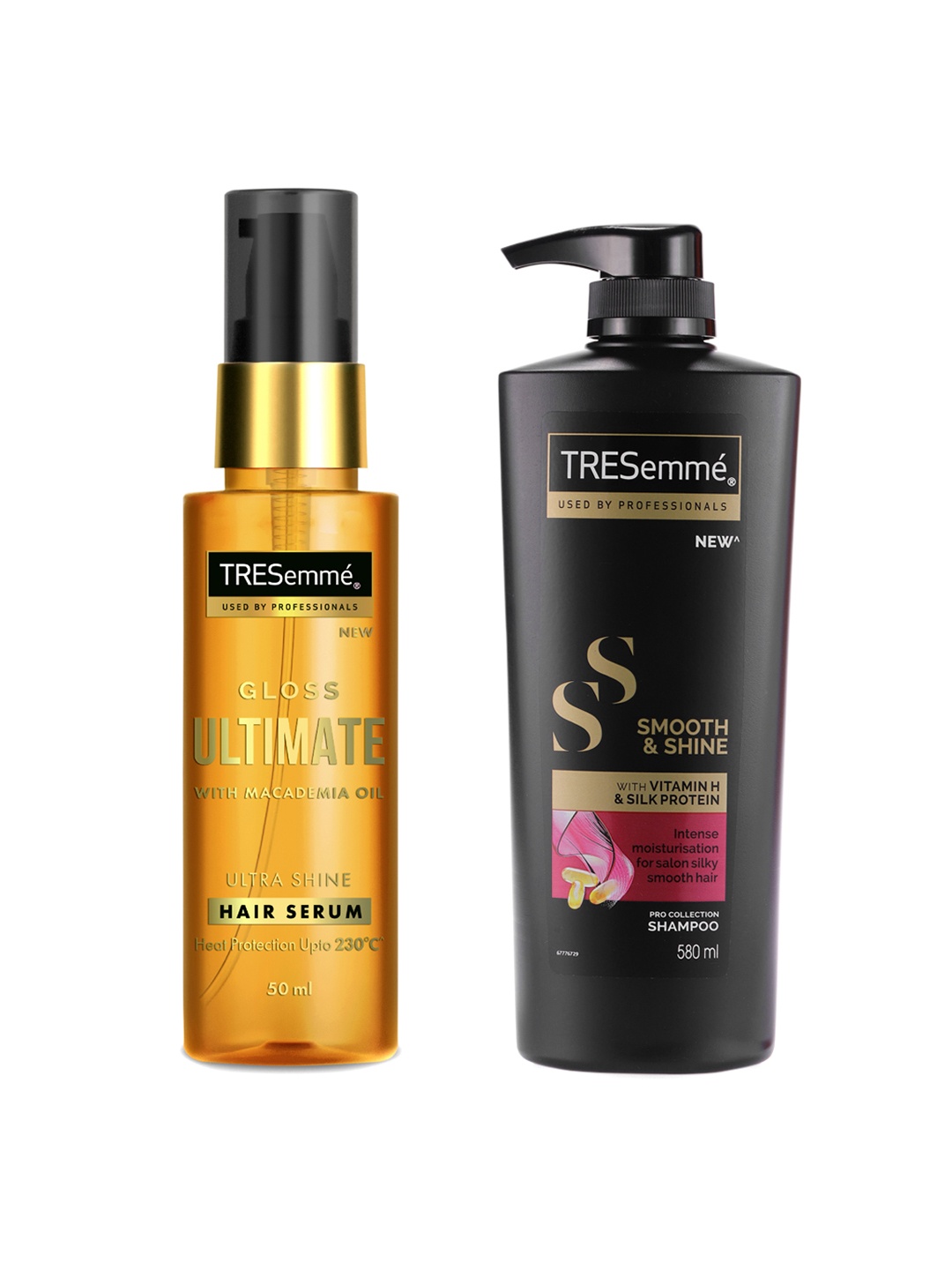 

TRESemme Set of Smooth & Shine Shampoo 580ml & Gloss Ultimate Ultra Shine Hair Serum 50ml, Black