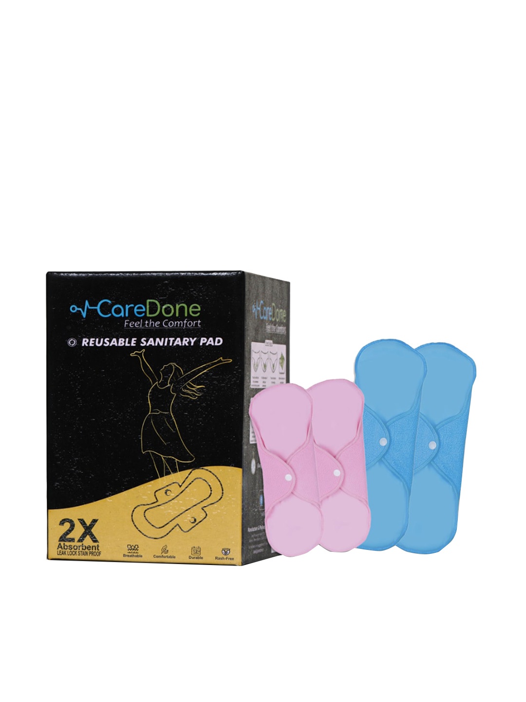 

CareDone Set of 2 Maxi & 2 Super Maxi Reusable & Washable Sanitary Pad - Blue & Pink