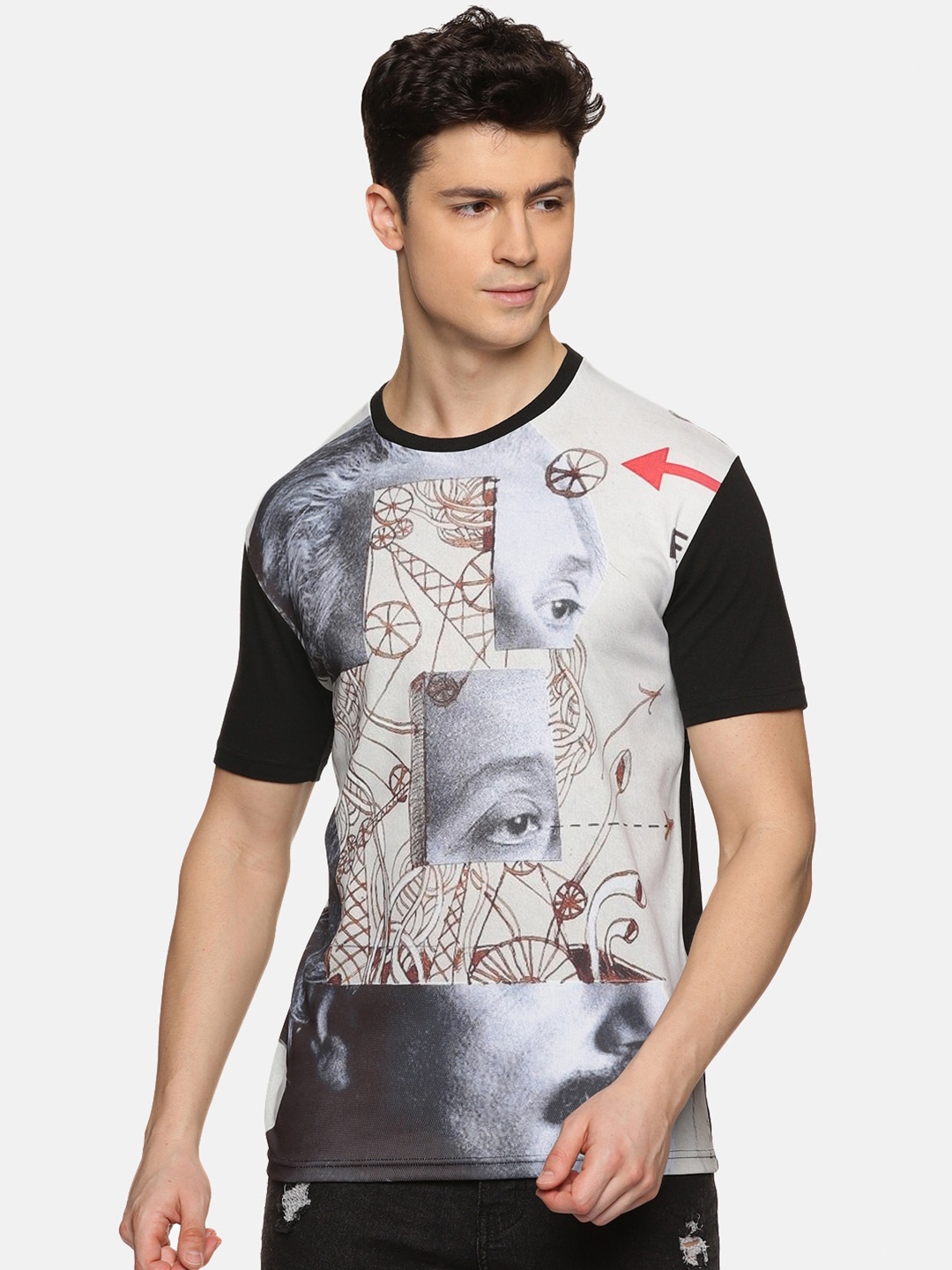 

UrGear Graphic Printed Pure Cotton T-shirt, Black