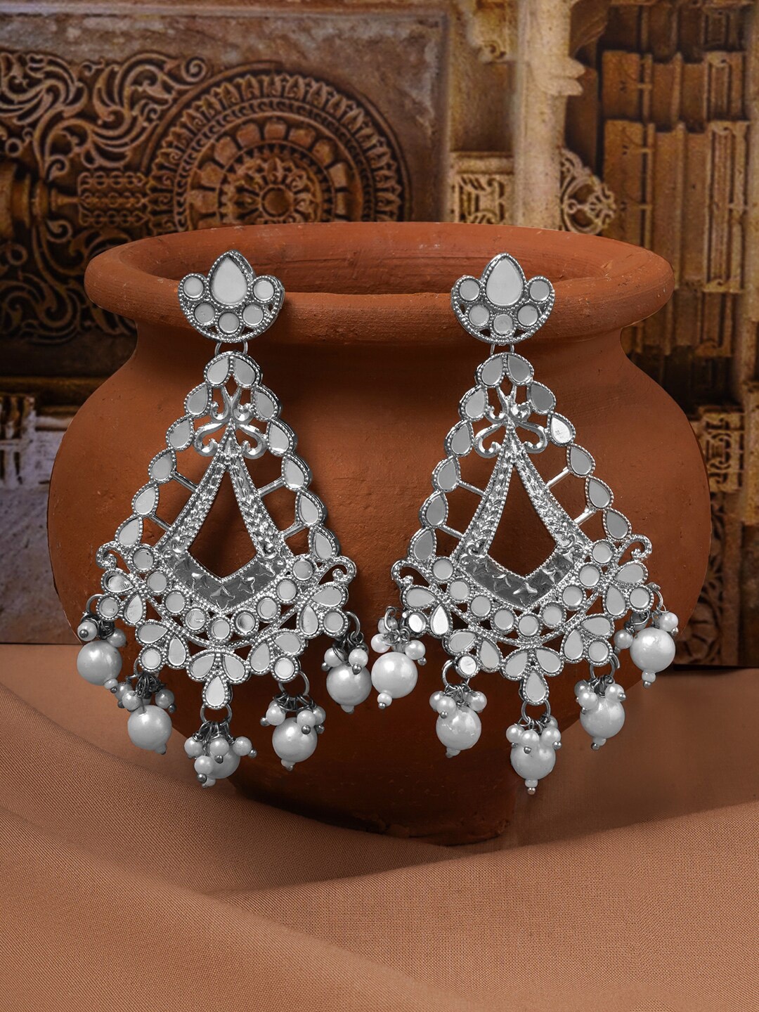 

TEEJH Crescent Shaped Drop Earrings, Silver