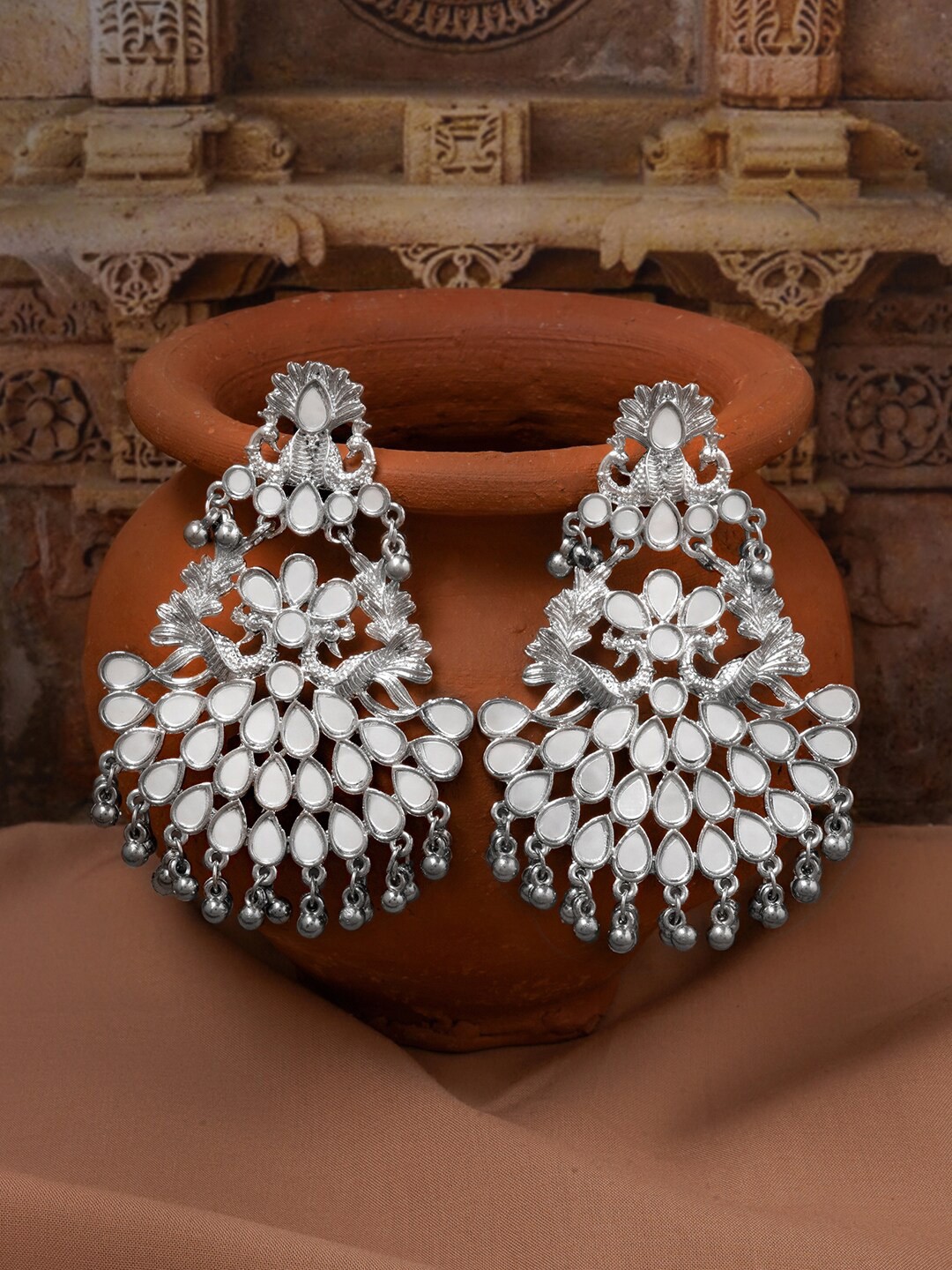 

TEEJH Crescent Shaped Drop Earrings, Silver