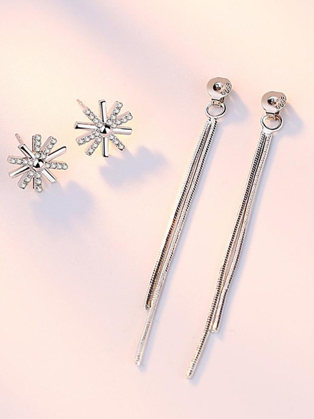 

MYKI Cubic Zirconia 2 In 1 Drop Earrings, Silver