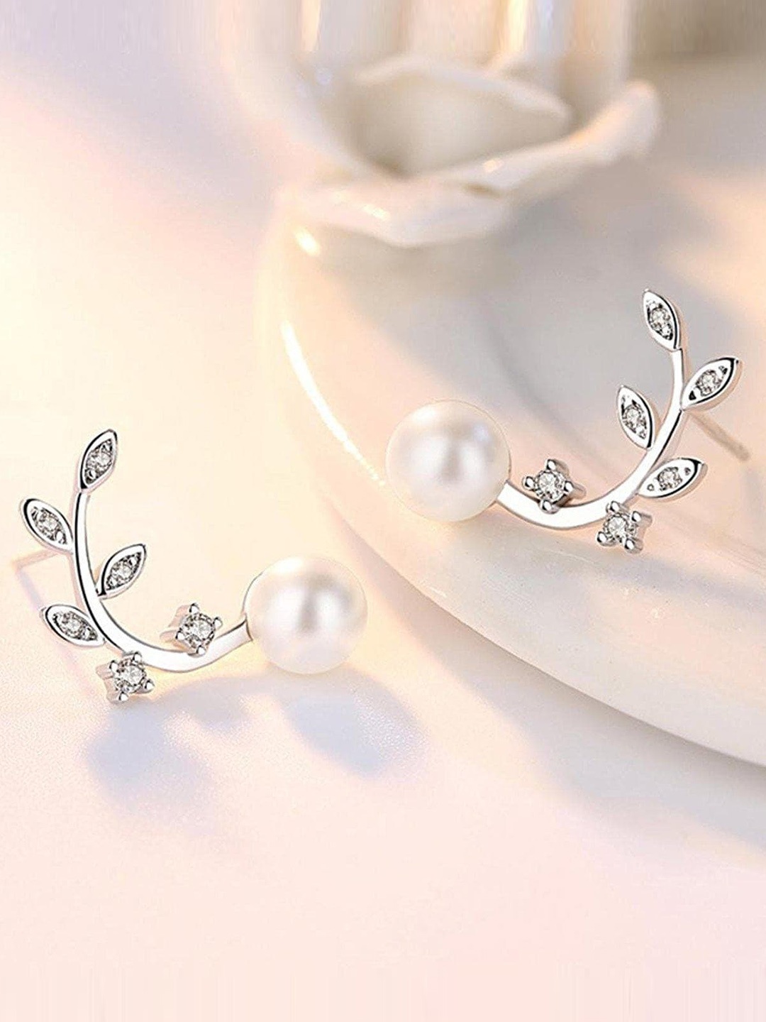 

MYKI Silver-Toned Stainless Steel Contemporary Studs Earrings