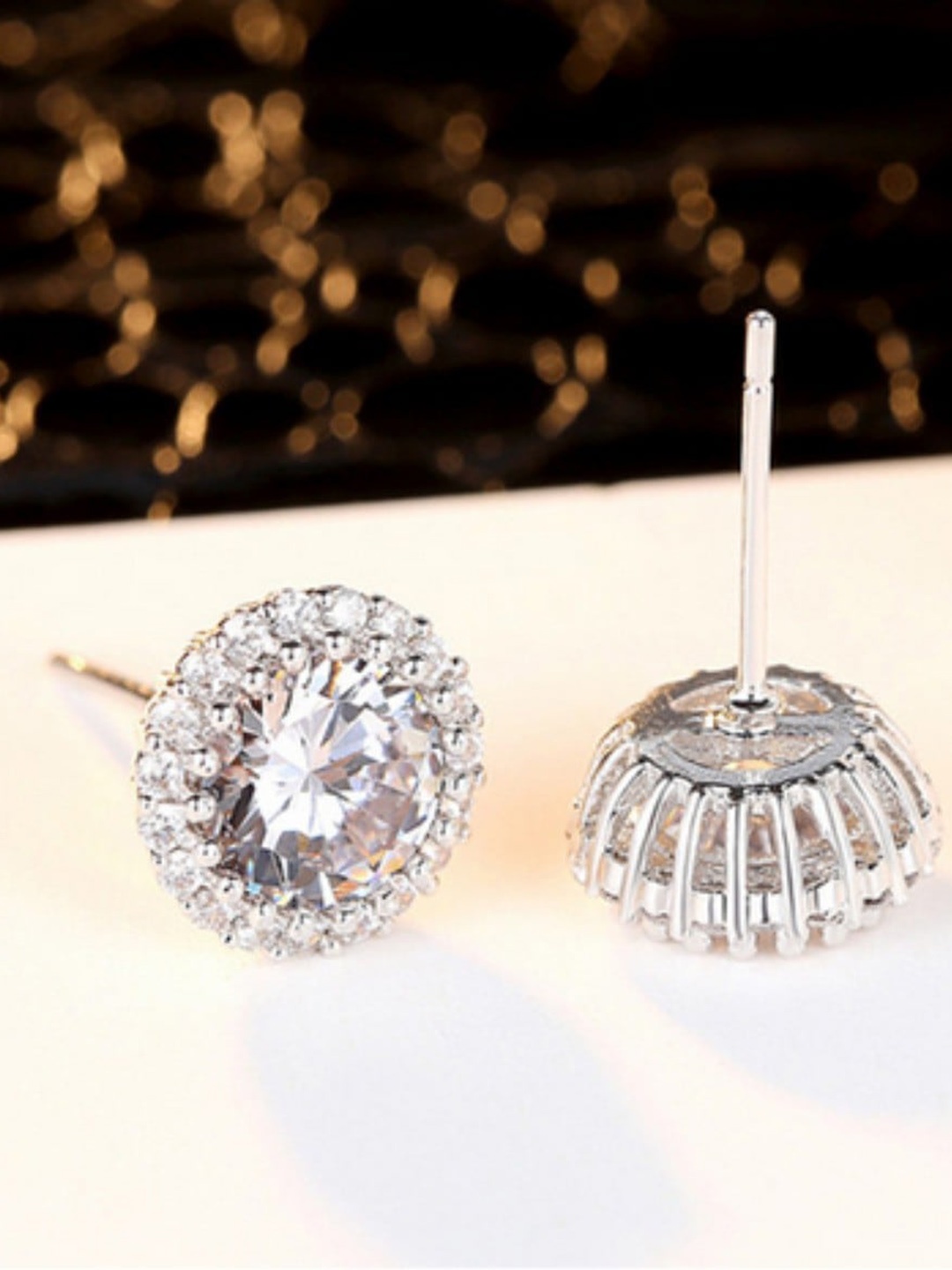 

MYKI Silver-Plated Cubic Zirconia Studs Earrings