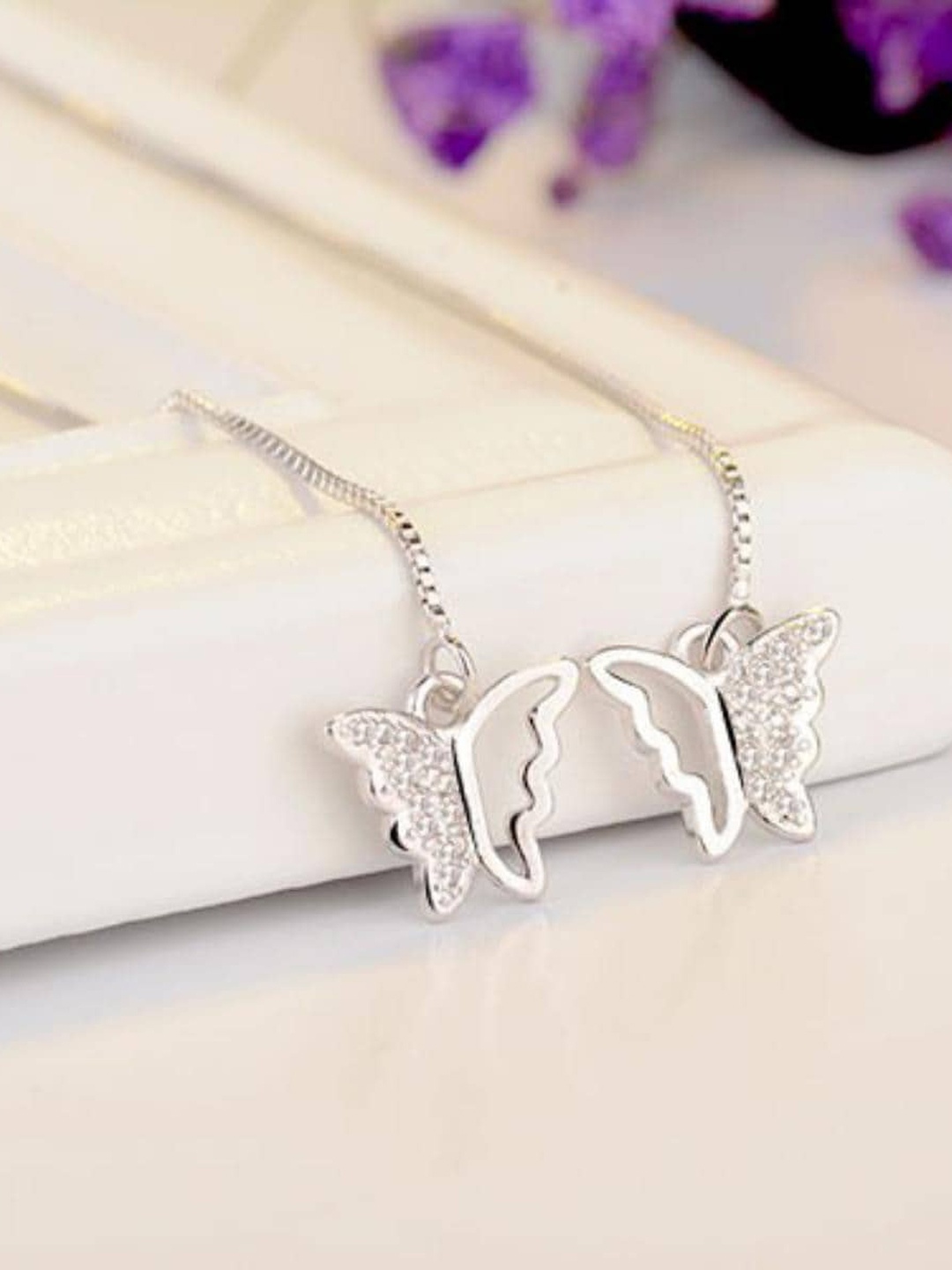 

MYKI Silver-Plated Butterly Drop Earrings
