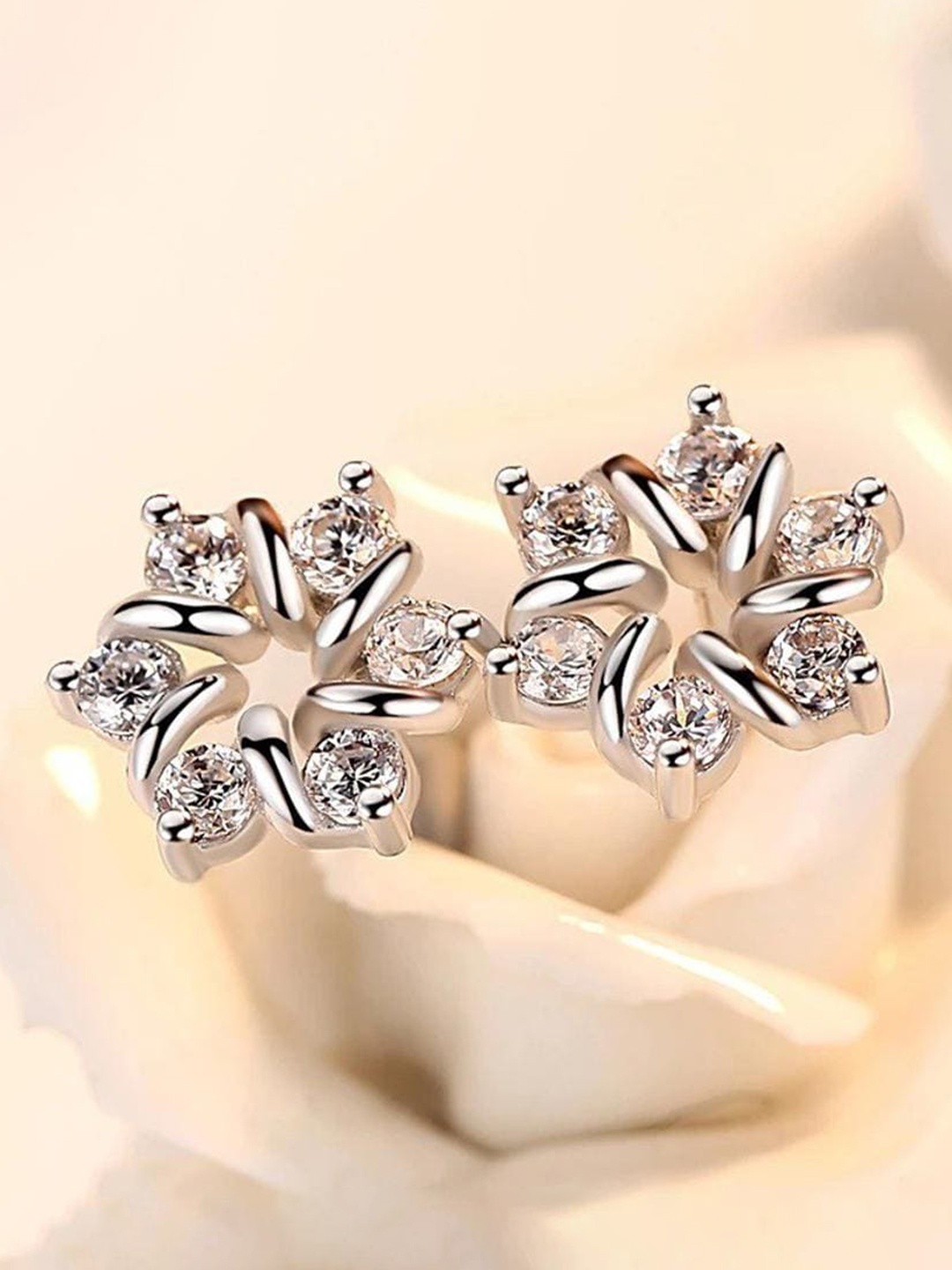

MYKI Silver-Toned Contemporary Studs Earrings
