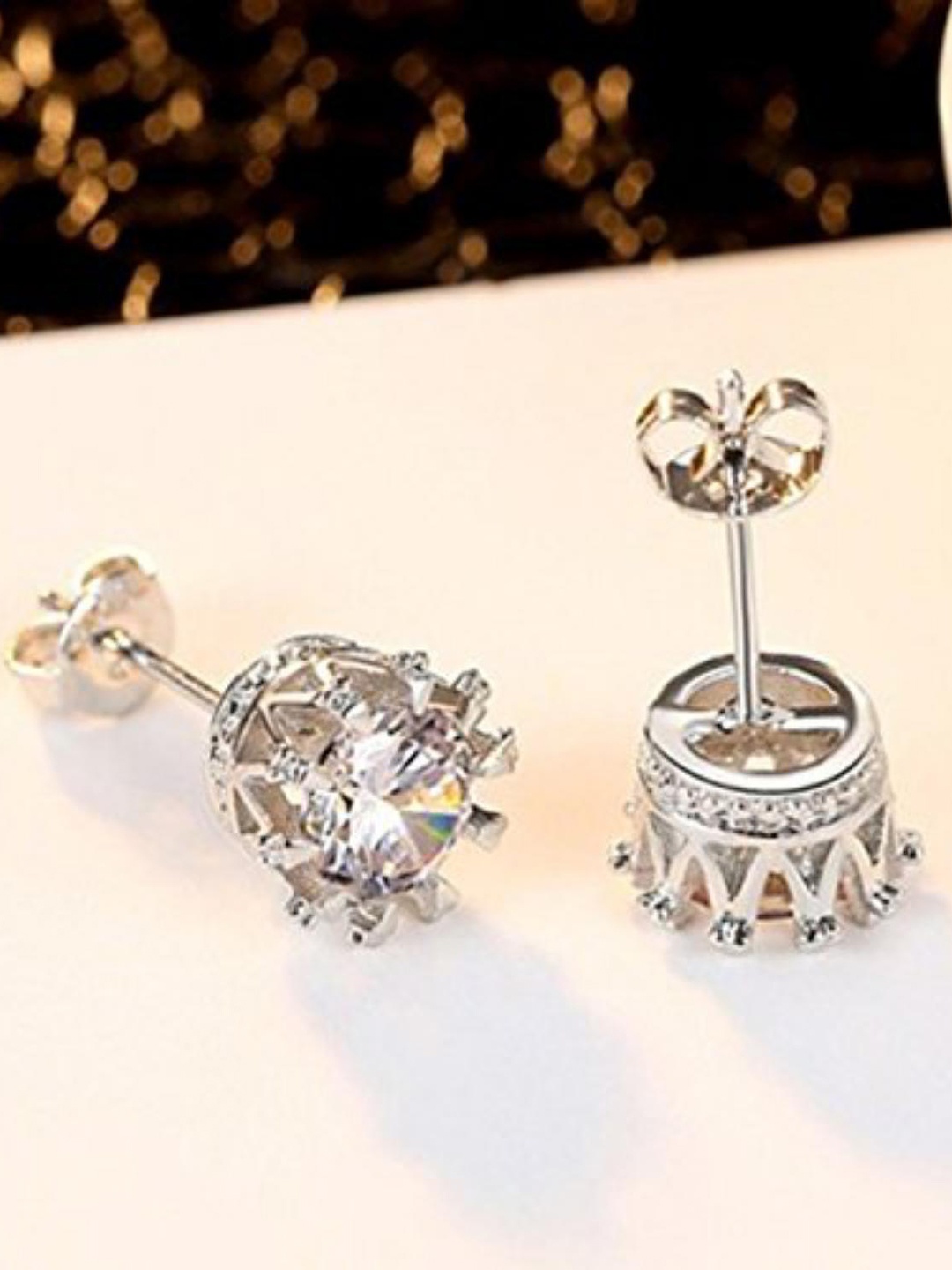 

MYKI Set Of 4 Silver-Plated Cubic Zirconia Studs Earrings