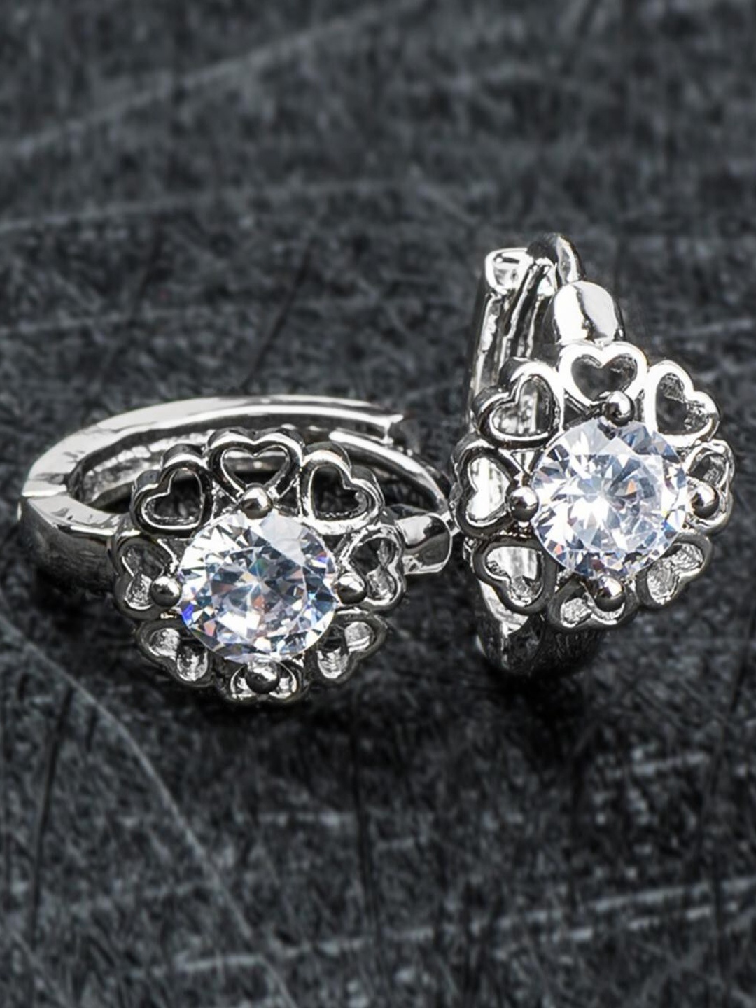 

MYKI Silver-Plated Floral Hoop Earrings
