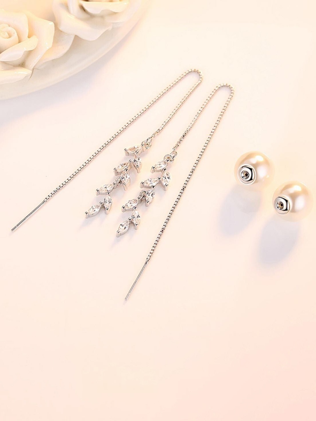 

MYKI Silver-Toned Stainless Steel Contemporary Studs