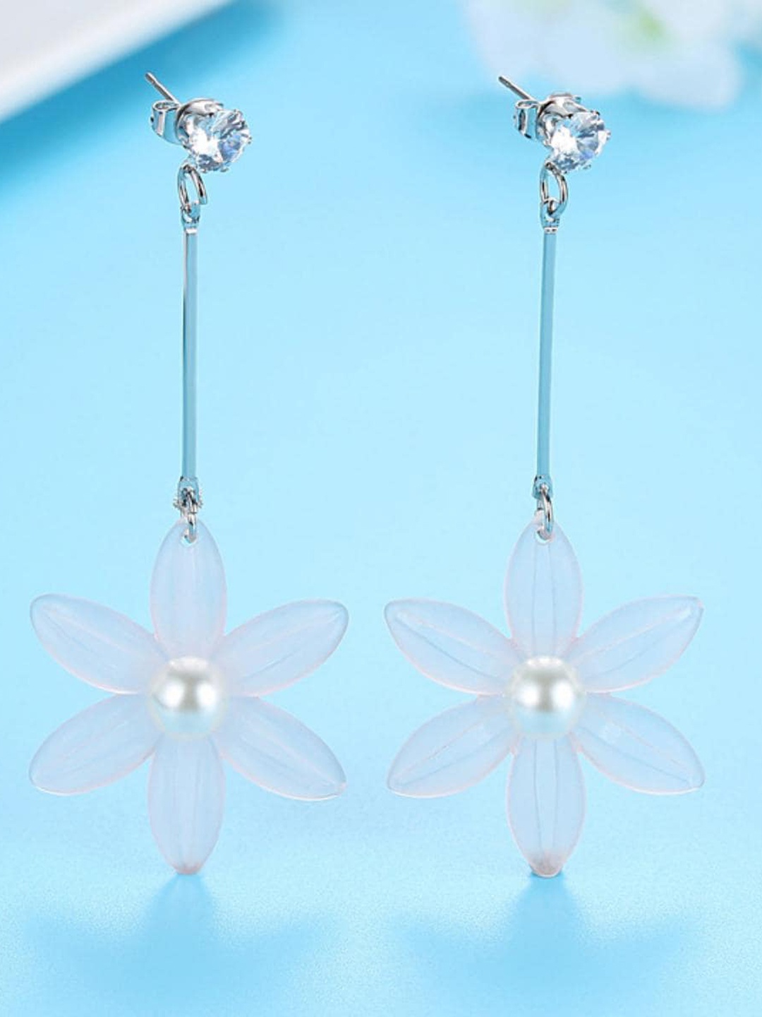 

MYKI Silver Plated Floral Drop Earrings