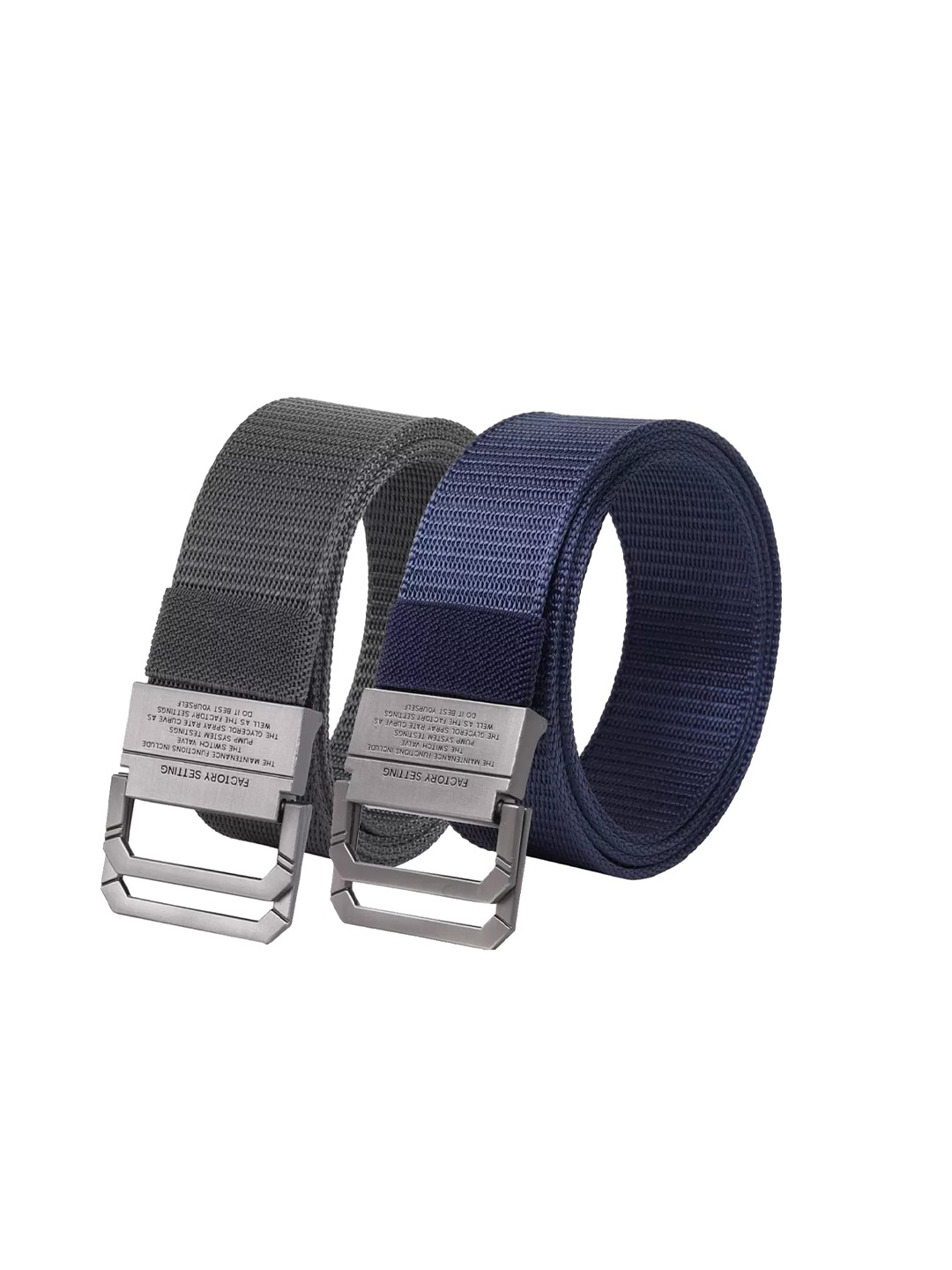 

Roadster Men Pack Of 2 Wide Canvas Belt, Grey