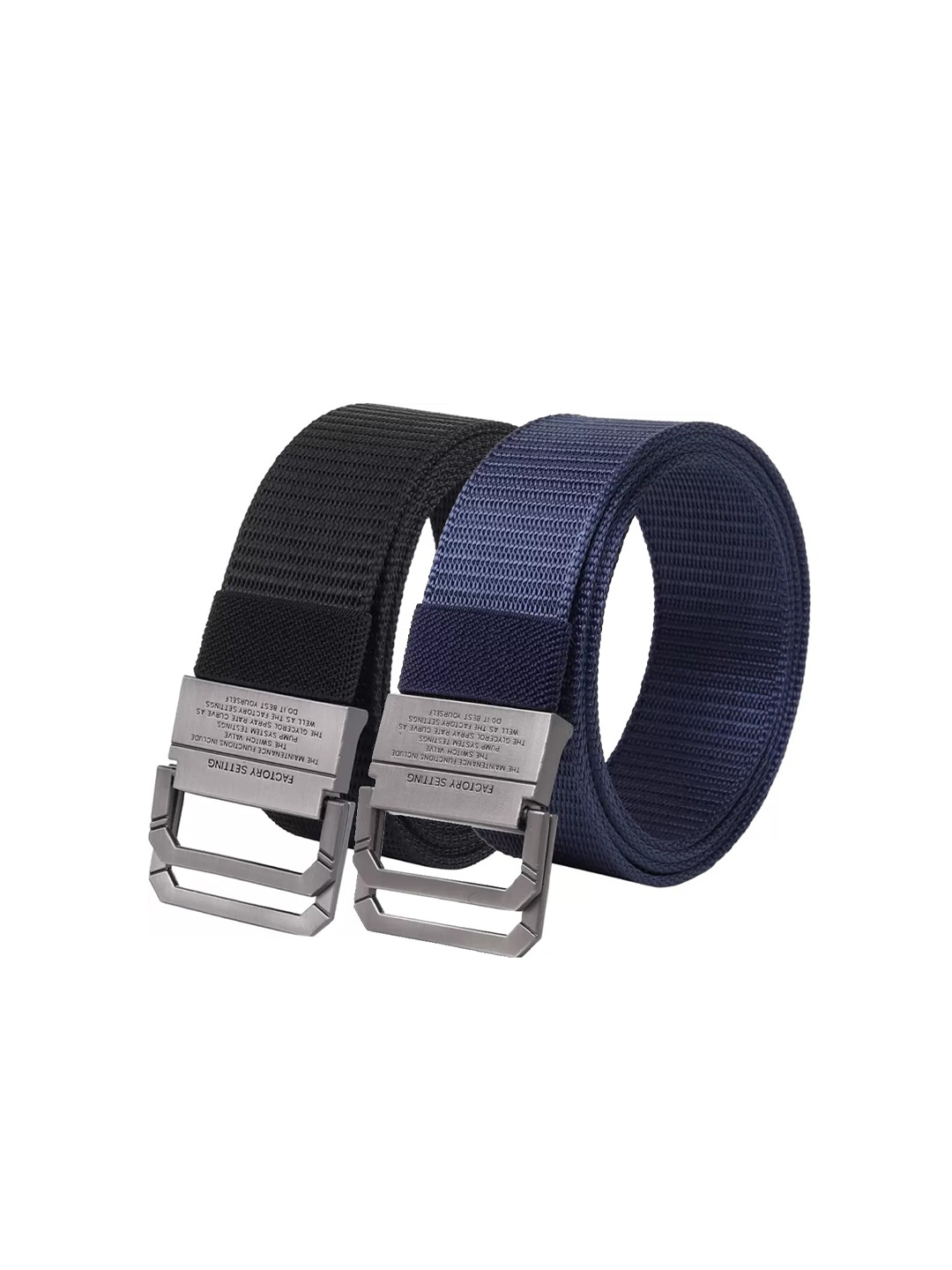 

Roadster Men Pack Of 2 Wide Canvas Belts, Black