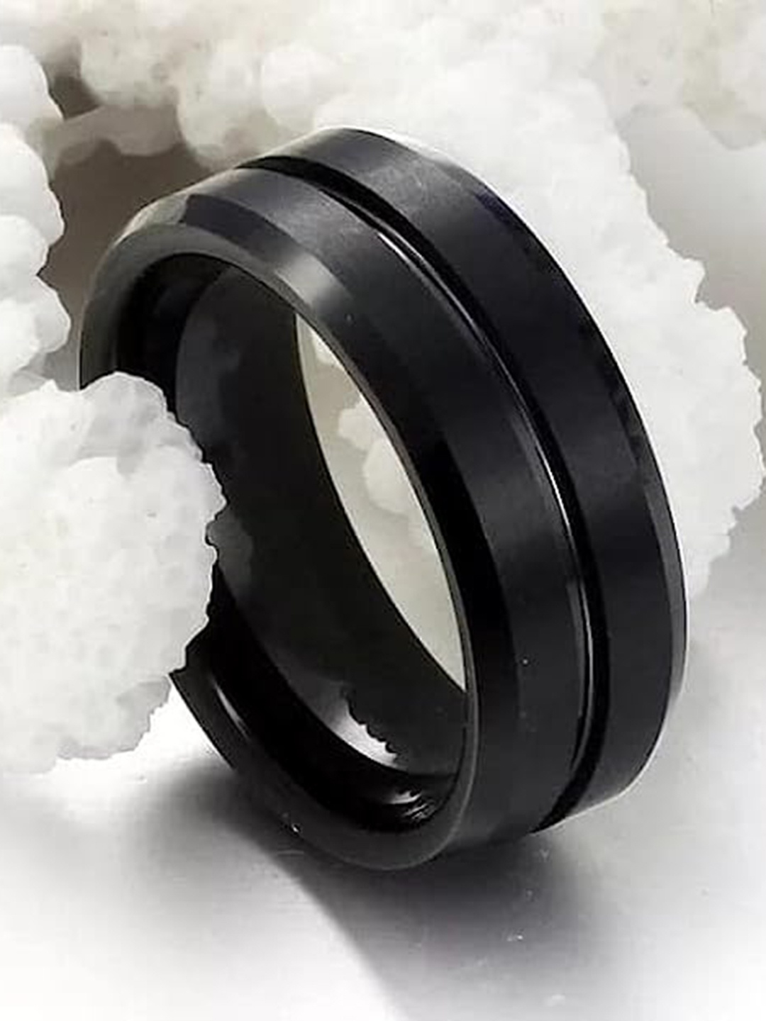 

VIEN Set Of 2 Stainless Steel Band Finger Rings, Black