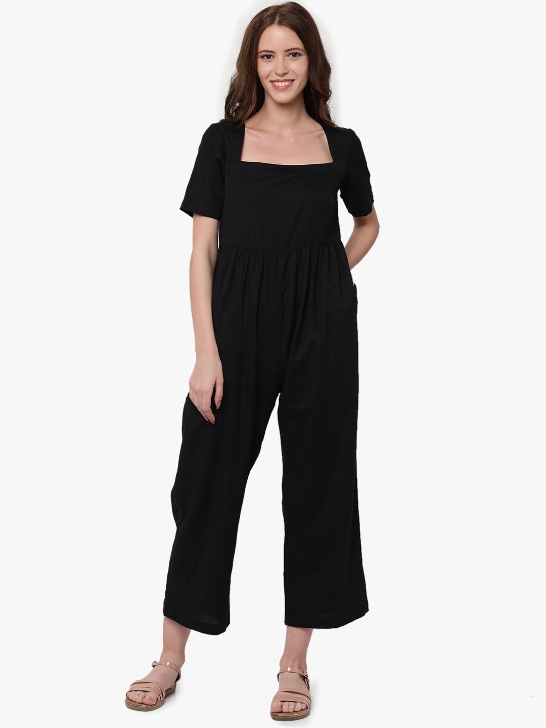

UNTUNG Square Neck Basic Jumpsuit, Black