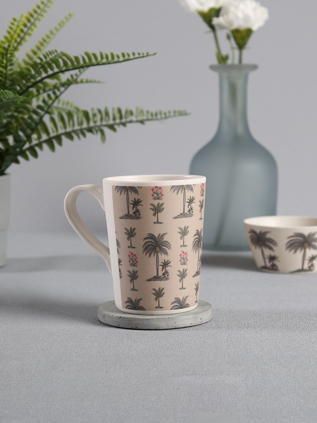 

India Circus by Krsnaa Mehta Cream-Coloured & Brown Printed Bamboo Matte Mug 400 ml