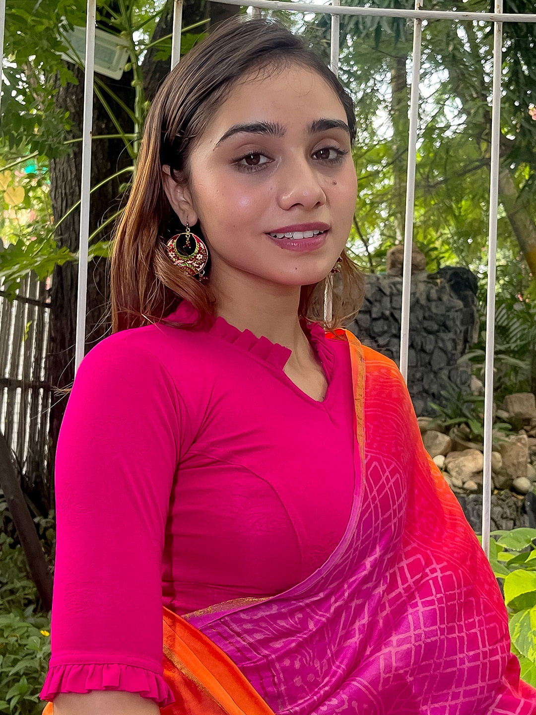 

Bindigasm's Advi Self-Design Saree Blouse, Pink