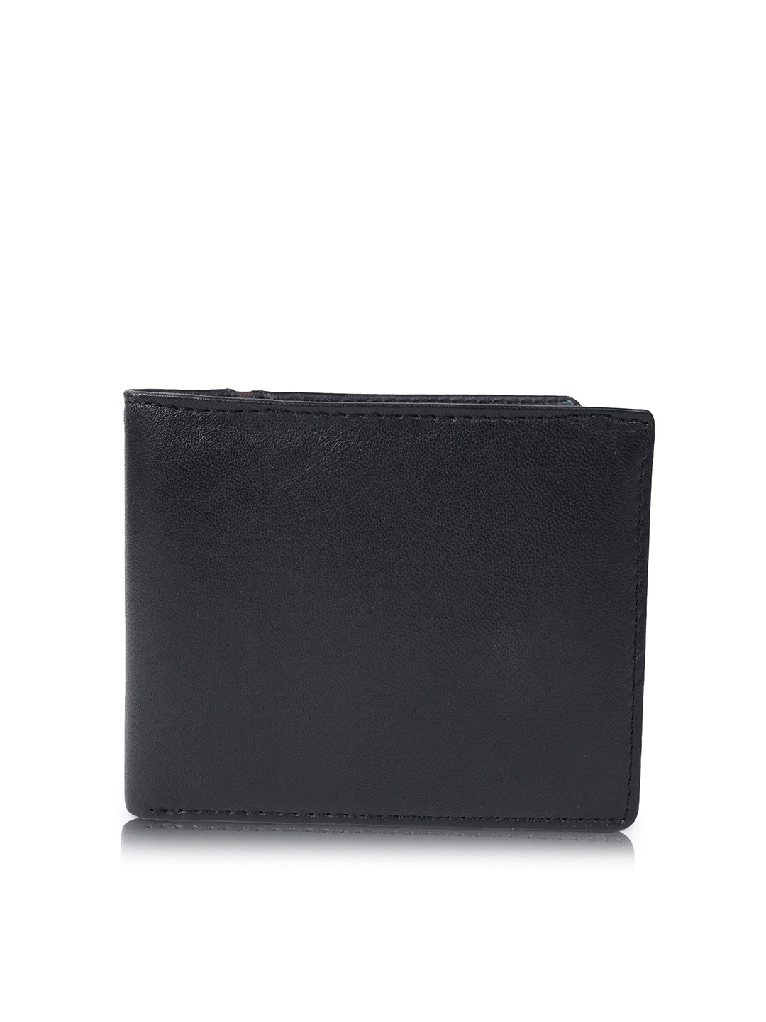 

CIMONI Unisex Black Leather Two Fold Wallet With Key Chain