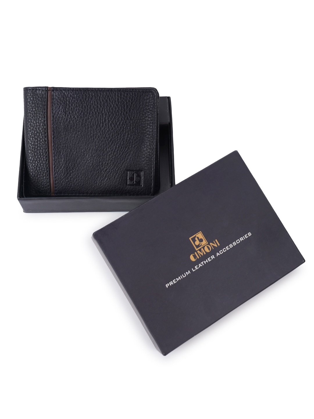 

CIMONI Leather Textured Short Two Fold Wallet, Black