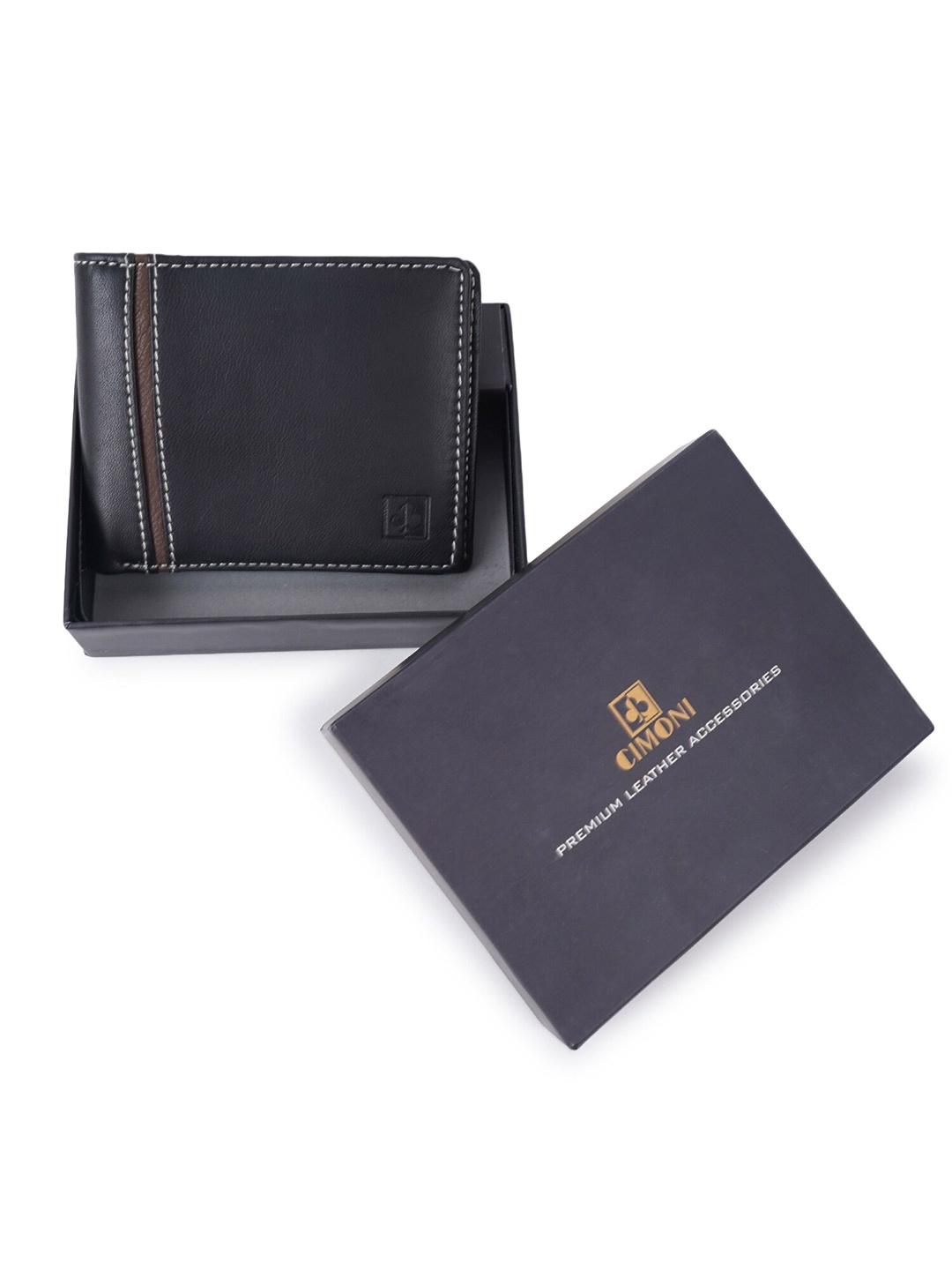 

CIMONI Two Fold Leather Wallet, Black