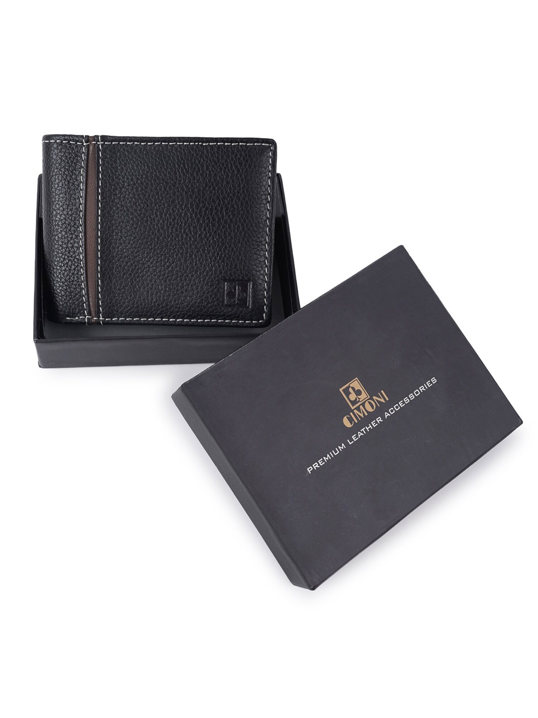 

CIMONI Leather Textured Slim Two Fold Wallet, Black