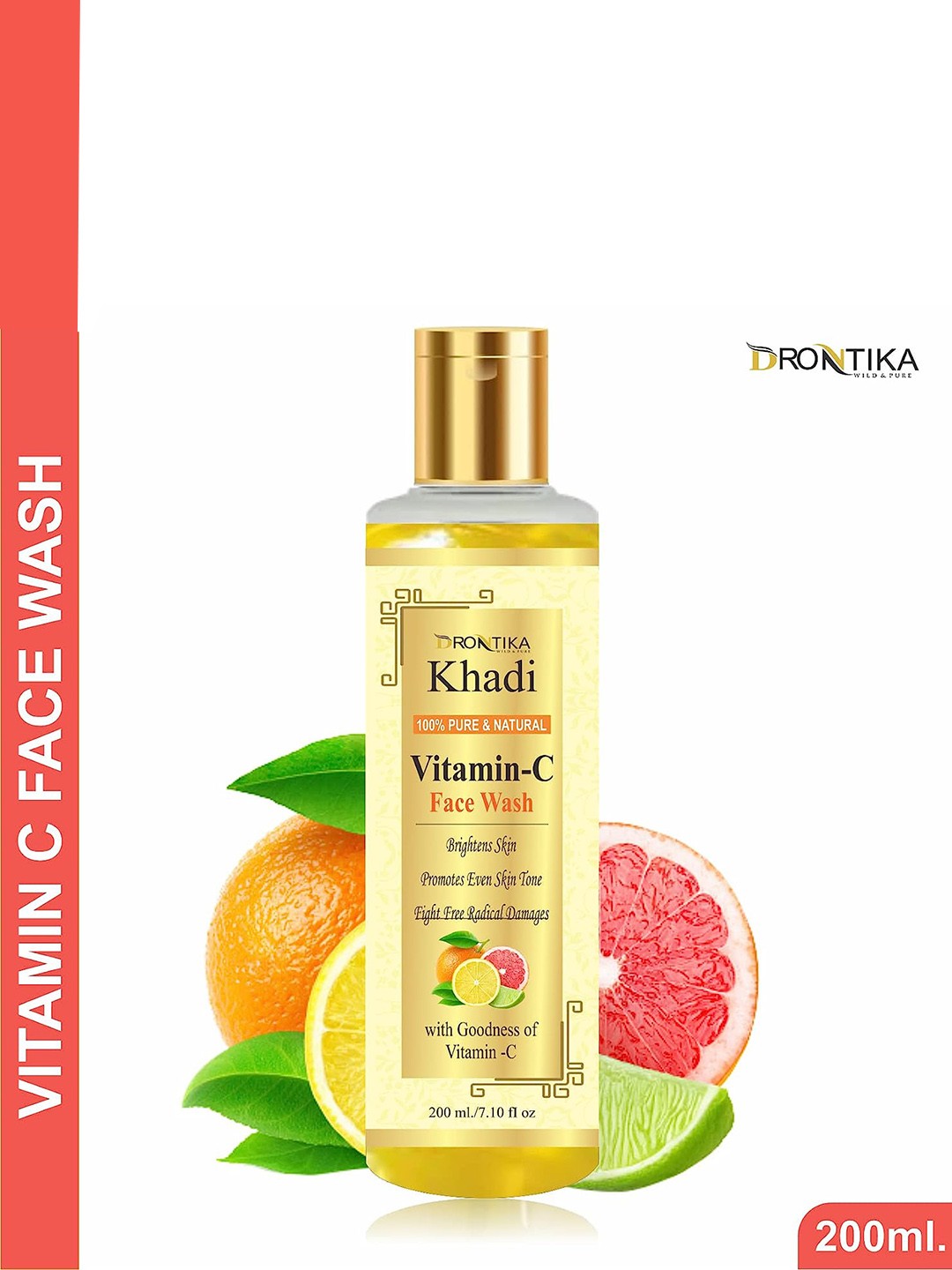 

DRONTIKA Vitamin C Face Wash with Honey & Aloevera to Brighten Skin - 200 ml, Yellow