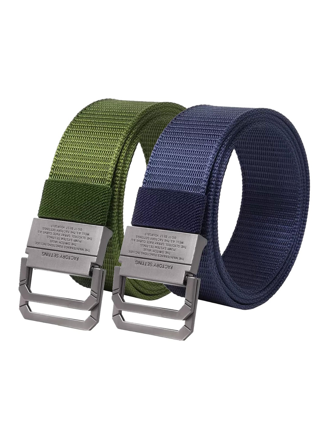 

Roadster Men Pack Of 2 Textured Army Belt, Blue