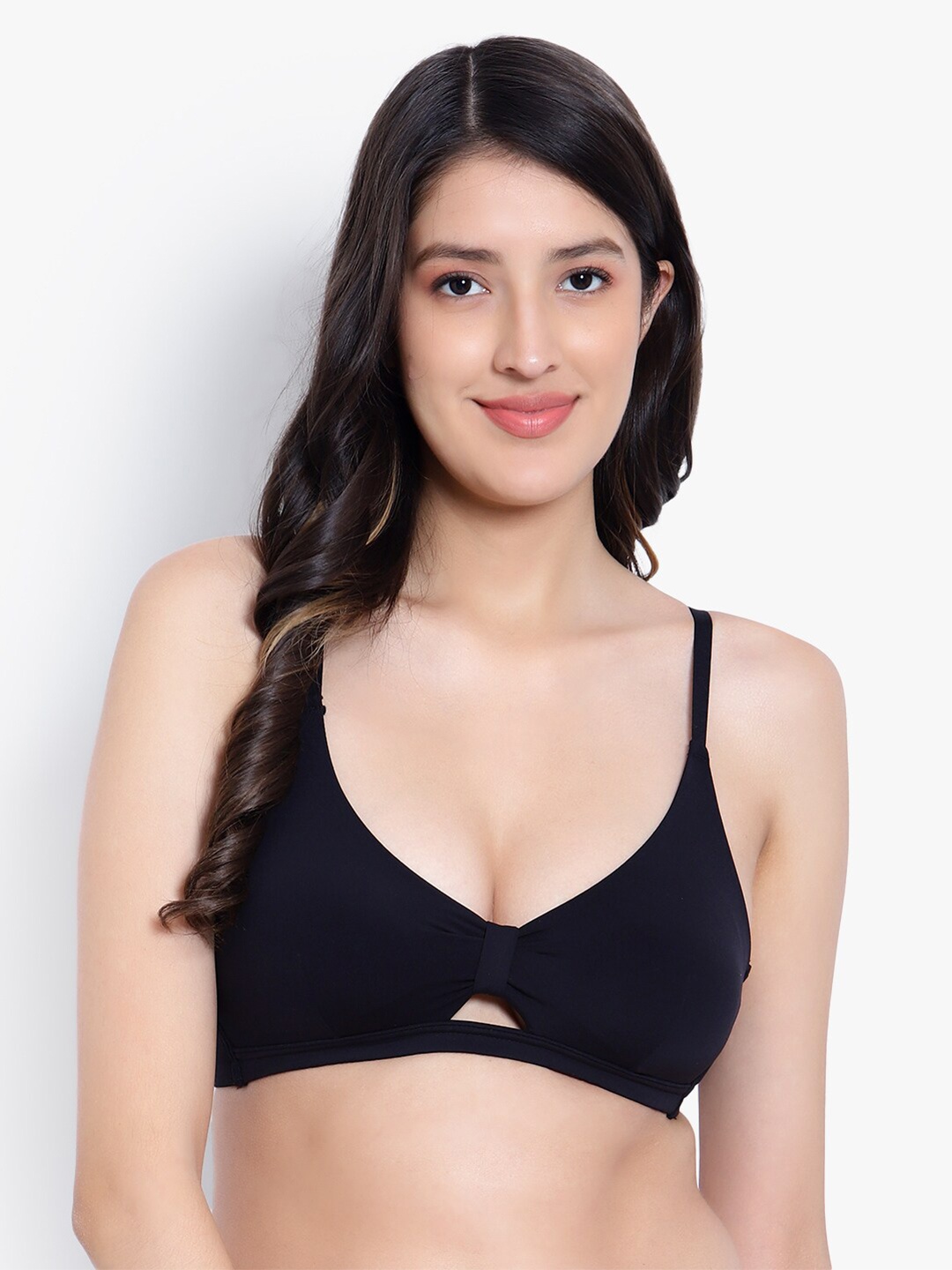 

PARKHA Medium Coverage Heavily Padded No-Sag Plunge Bra, Black