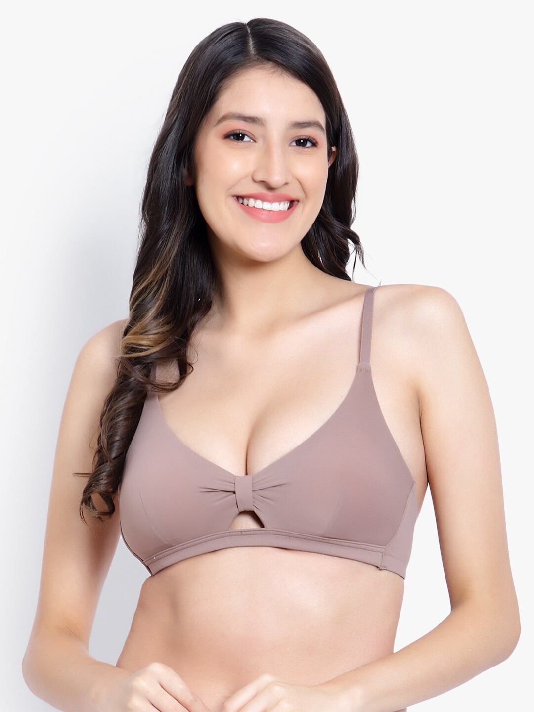 

PARKHA Medium Coverage Heavily Padded No-Sag Side Bone Plunge Bra, Brown