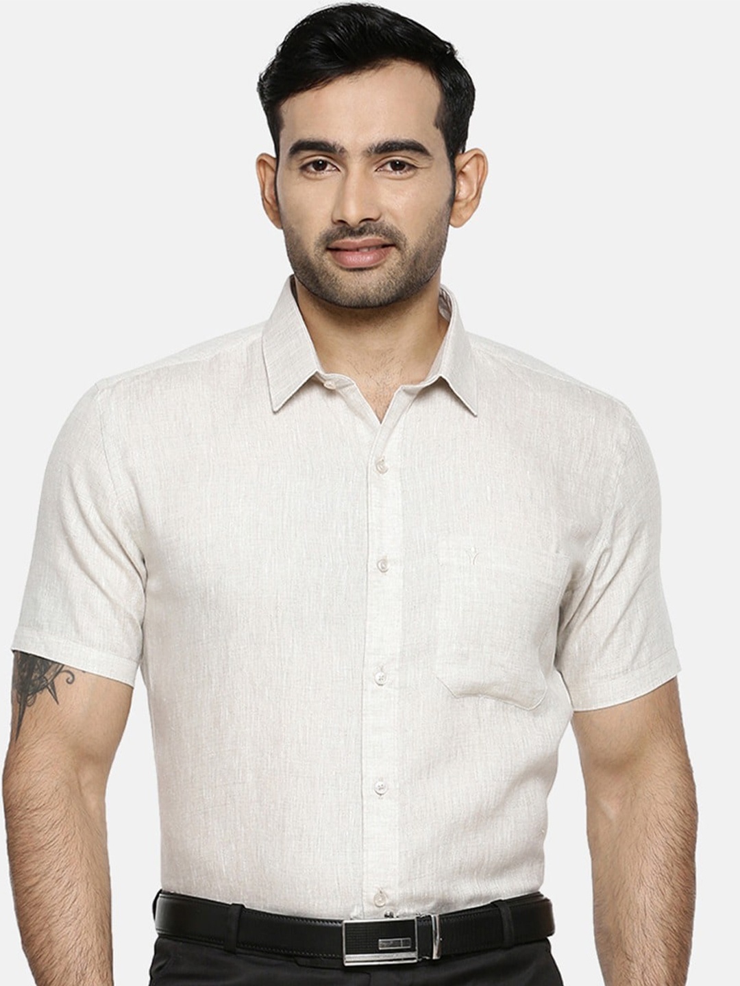 

Ramraj Original Spread Collar Pure Cotton Formal Shirt, Off white