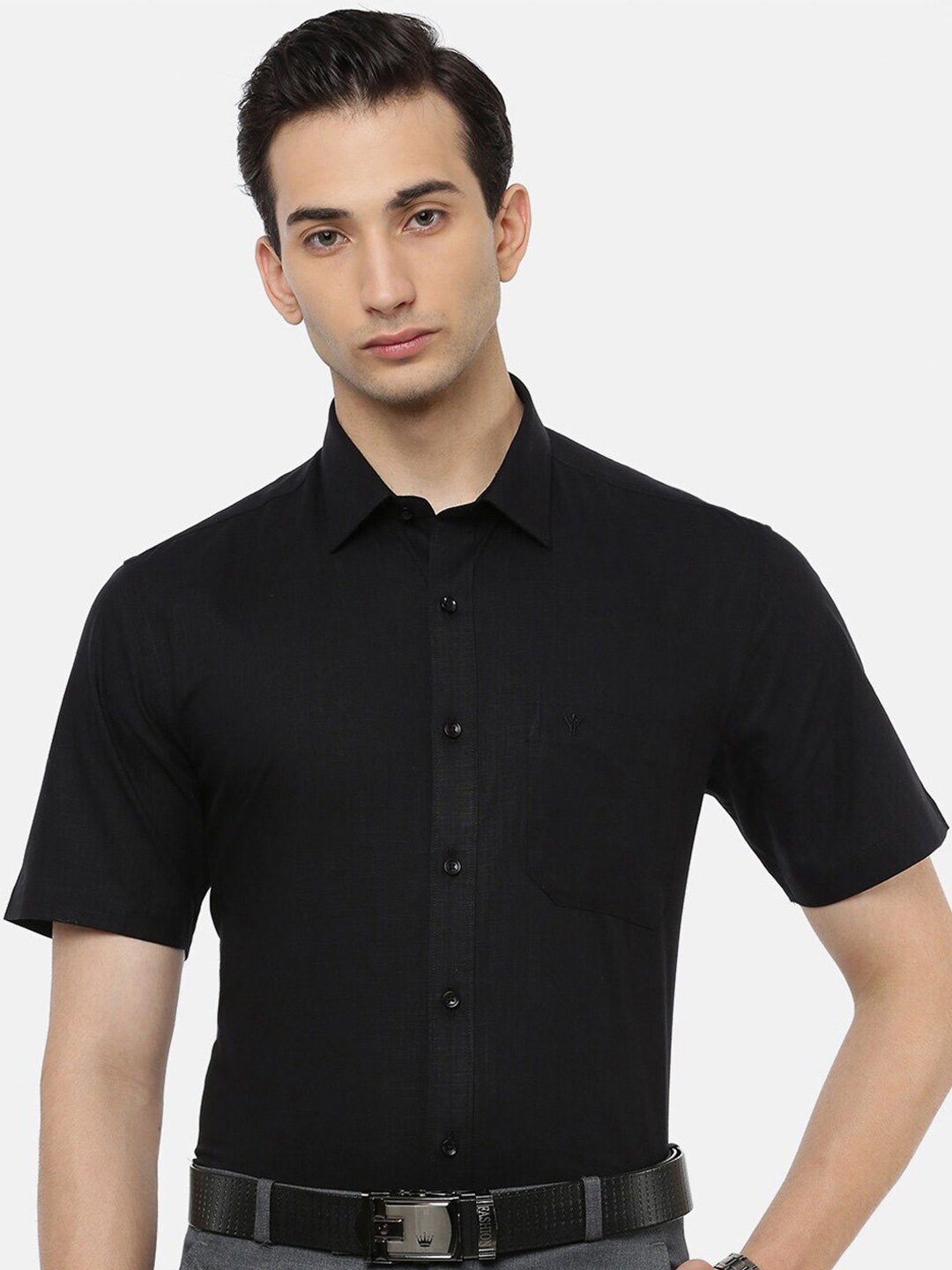 

Ramraj Original Opaque Pure Cotton Formal Shirt, Black