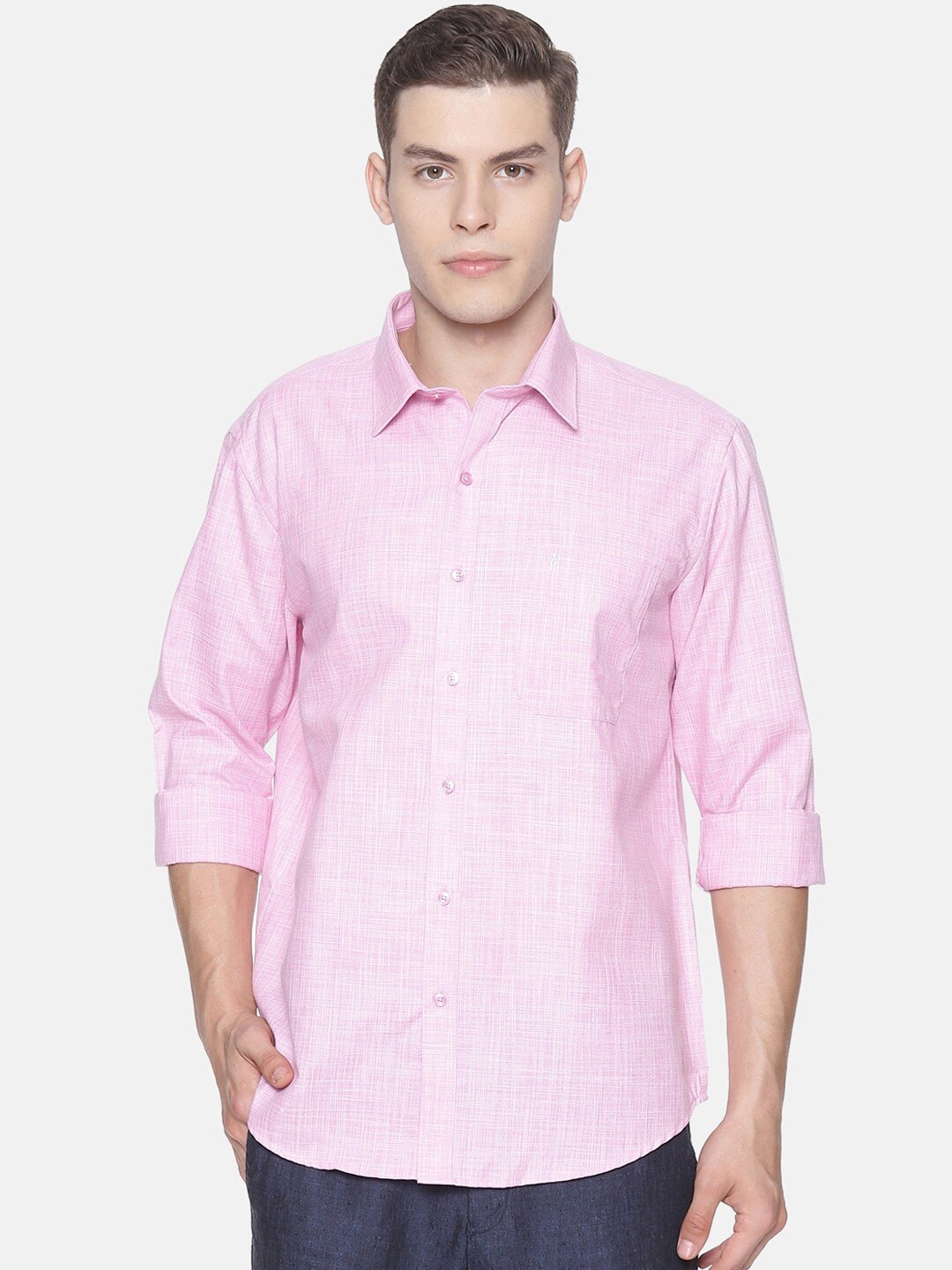 

Ramraj Spread Collar Original Tailored Fit Pure Cotton Casual Shirt, Pink