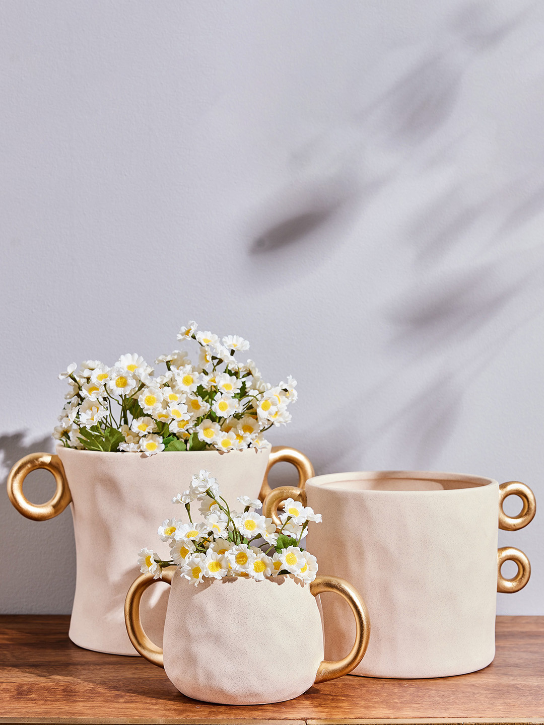 

Home Centre Beige & Gold-Toned Ceramic Planter