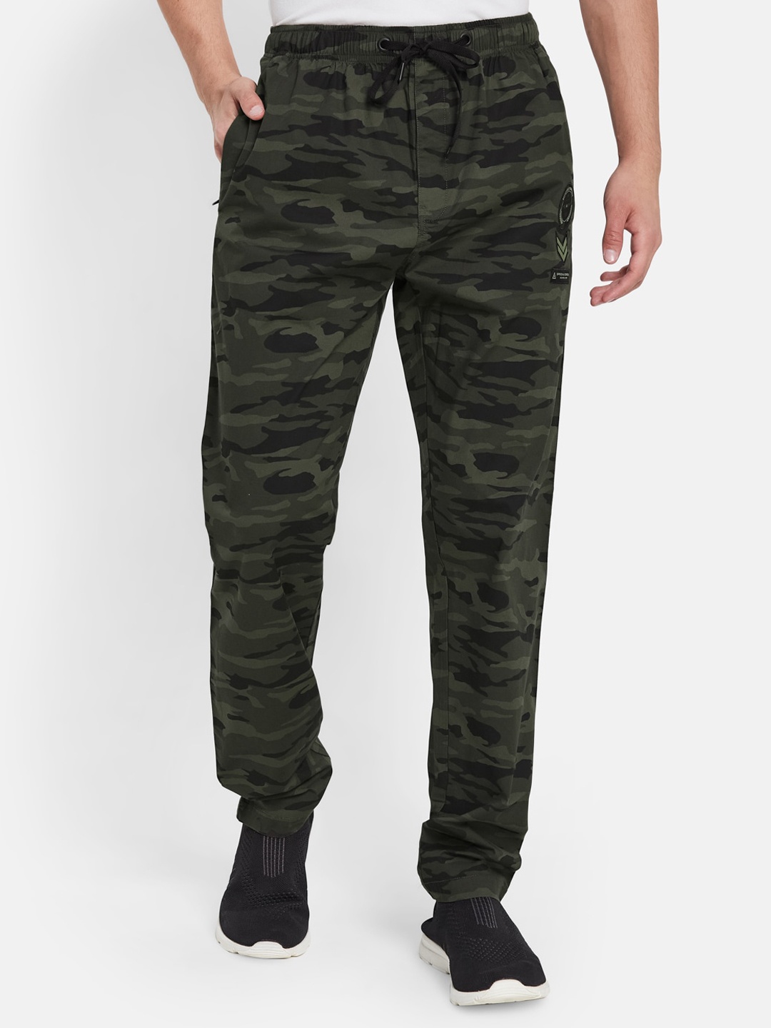 

Octave Men Regular Fit Camouflage Printed Cotton Track Pants, Olive