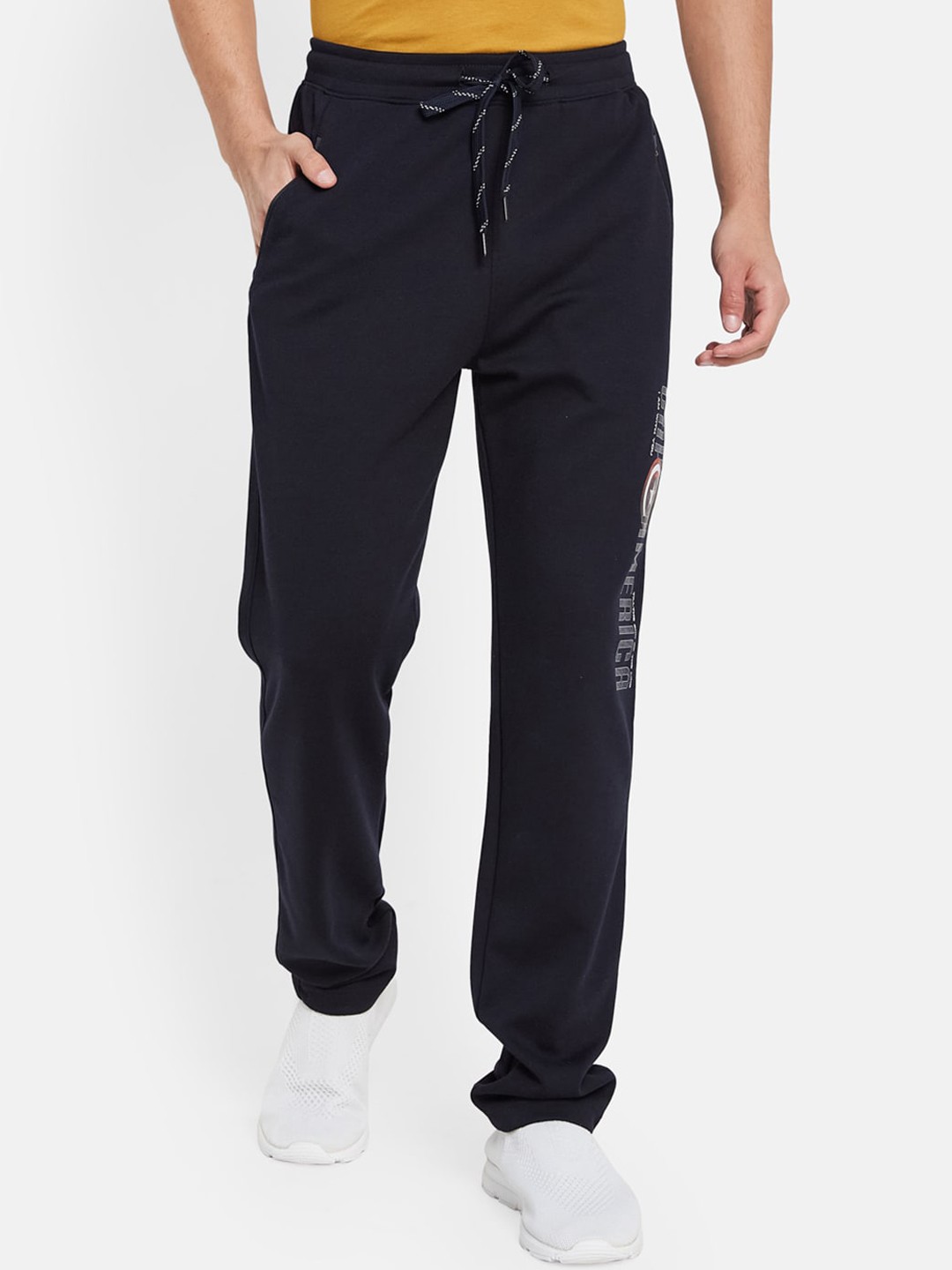 

Octave Men Captain America Printed Mid-Rise Track Pants, Navy blue