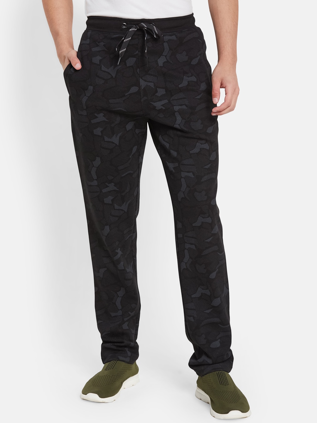 

Octave Men Camouflage Printed Cotton Track Pants, Black