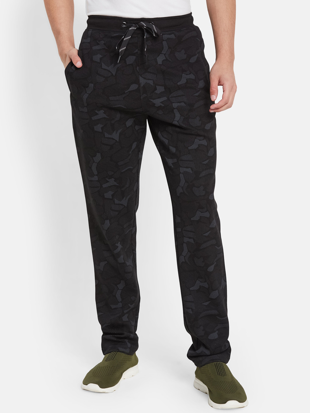 

Octave Men Camouflage Printed Pure Cotton Sports Track Pants, Black
