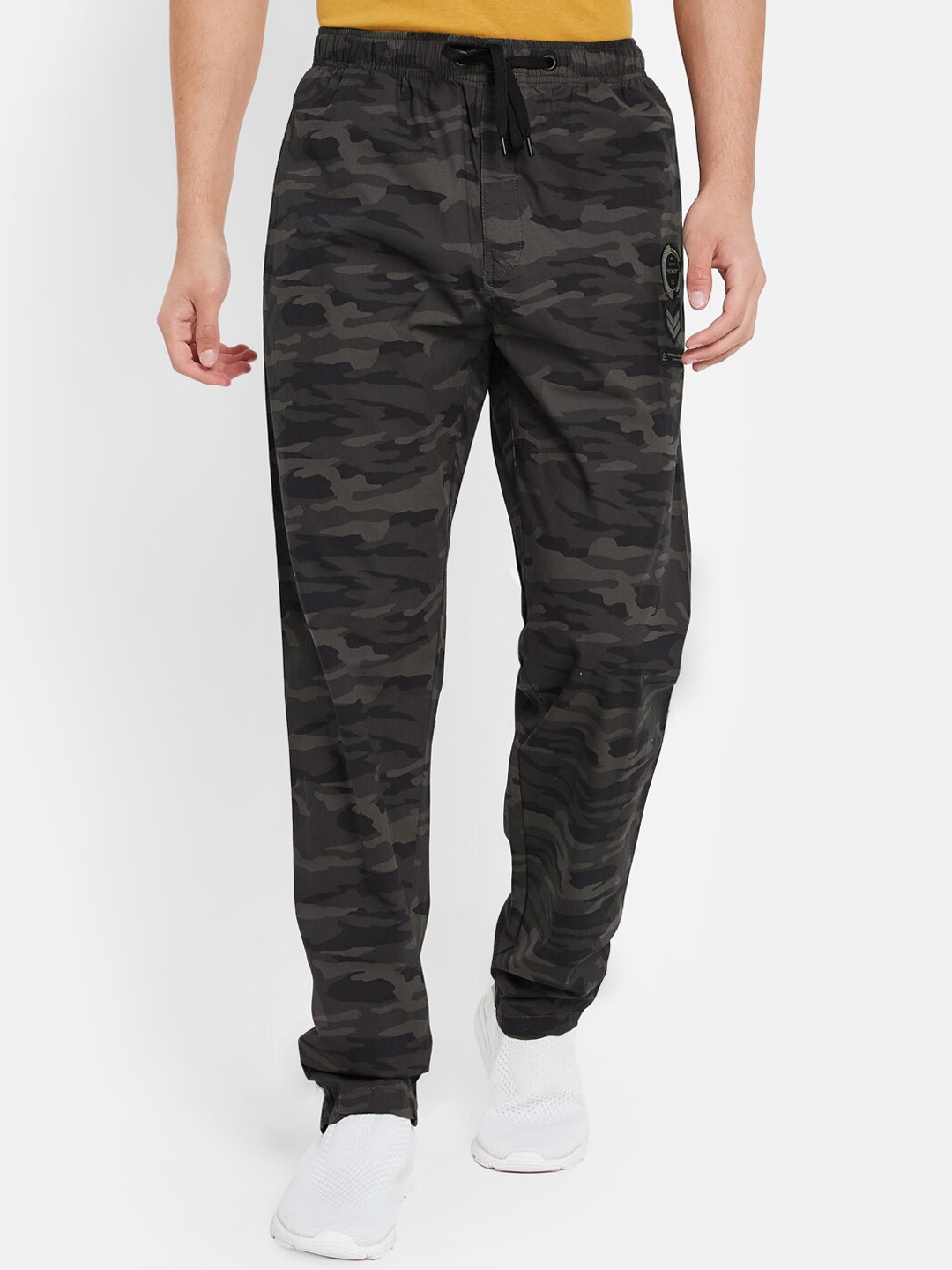 

Octave Men Camouflage Printed Mid-Rise Cotton Sports Track Pants, Grey