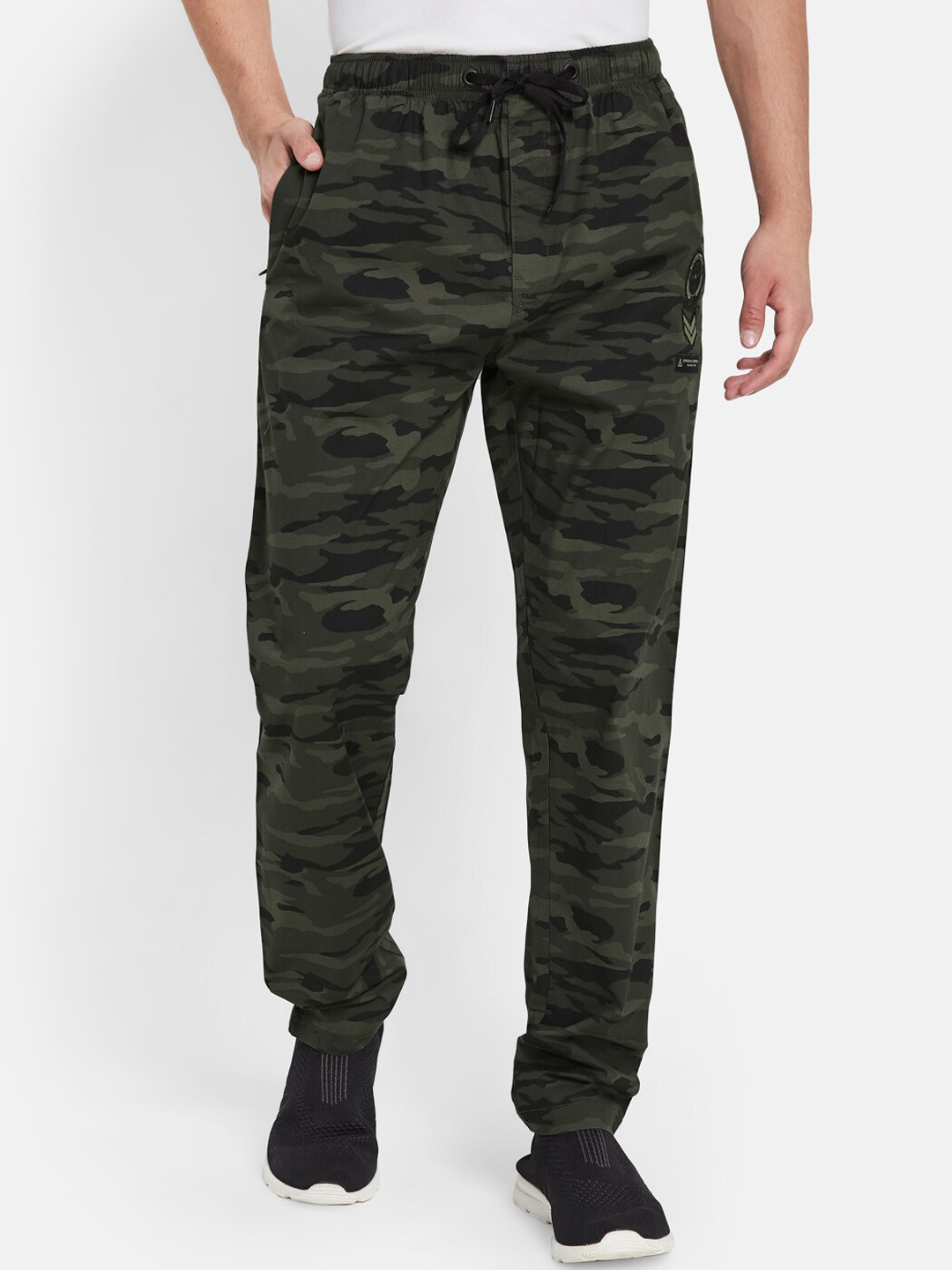

Octave Men Camouflage Printed Pure Cotton Sports Track Pants, Olive