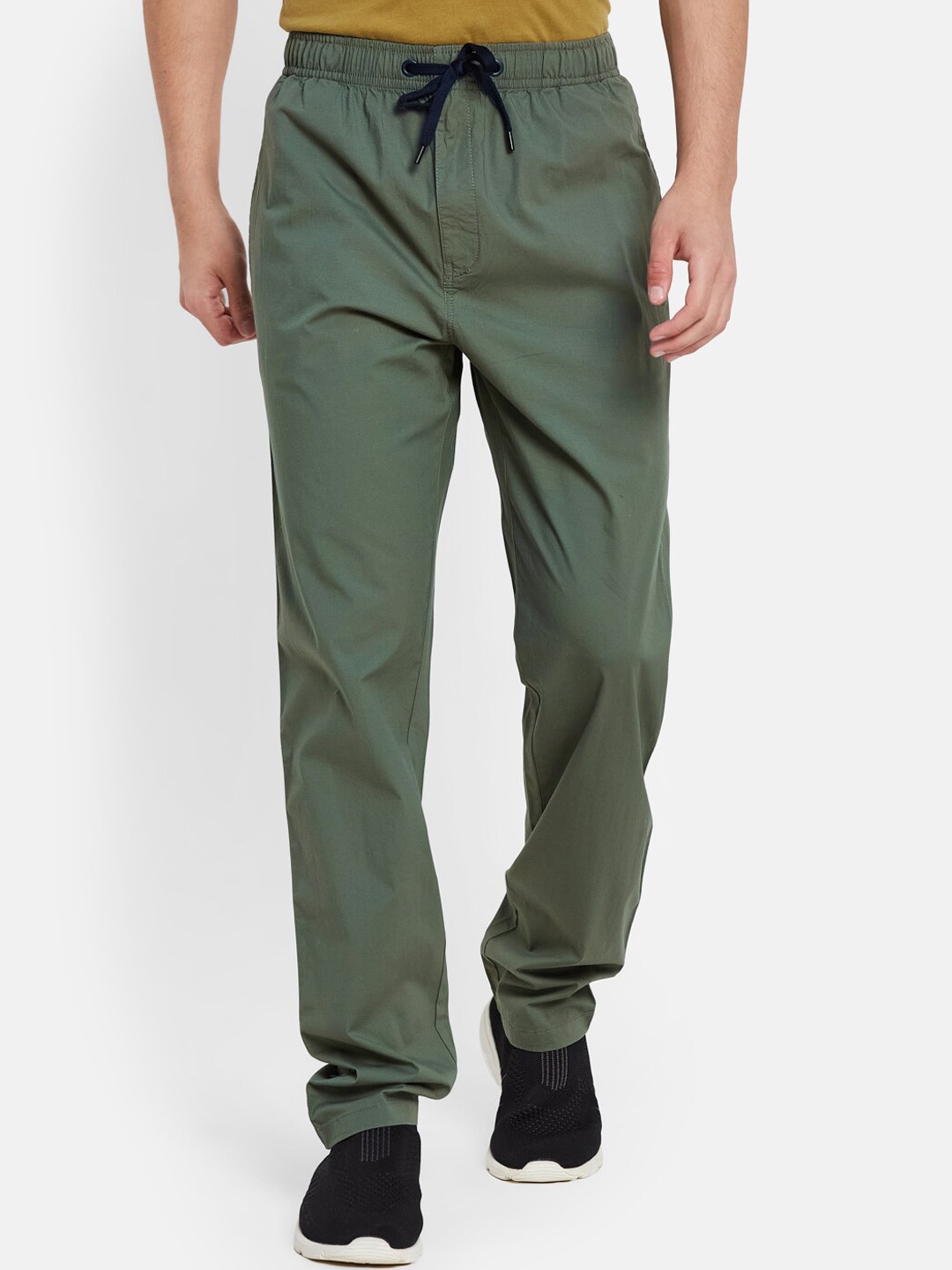

Octave Men Mid-Rise Cotton Sports Track Pants, Olive