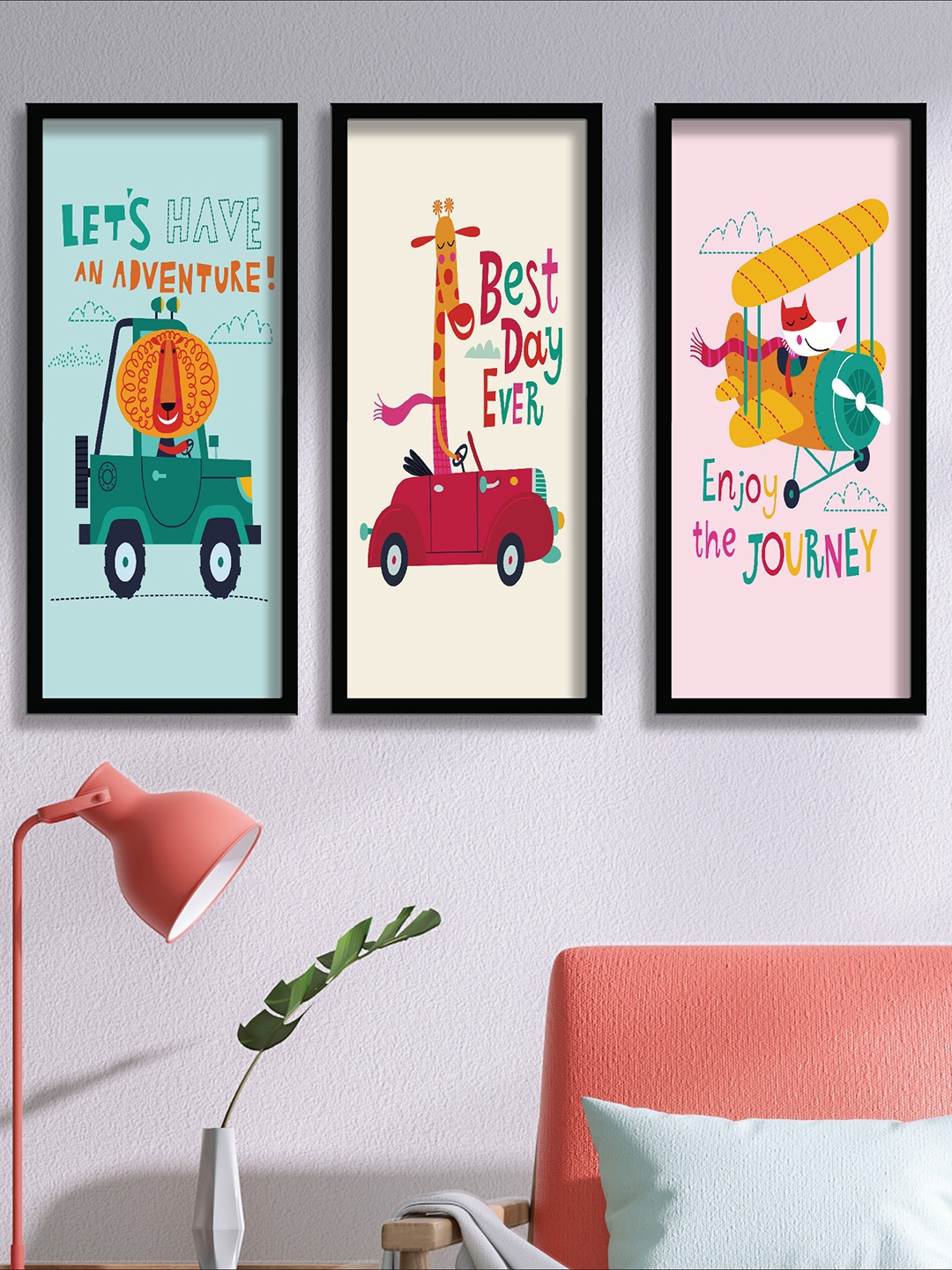 

SAF Blue & White 3 Pieces Kids Room Painting Wall Arts