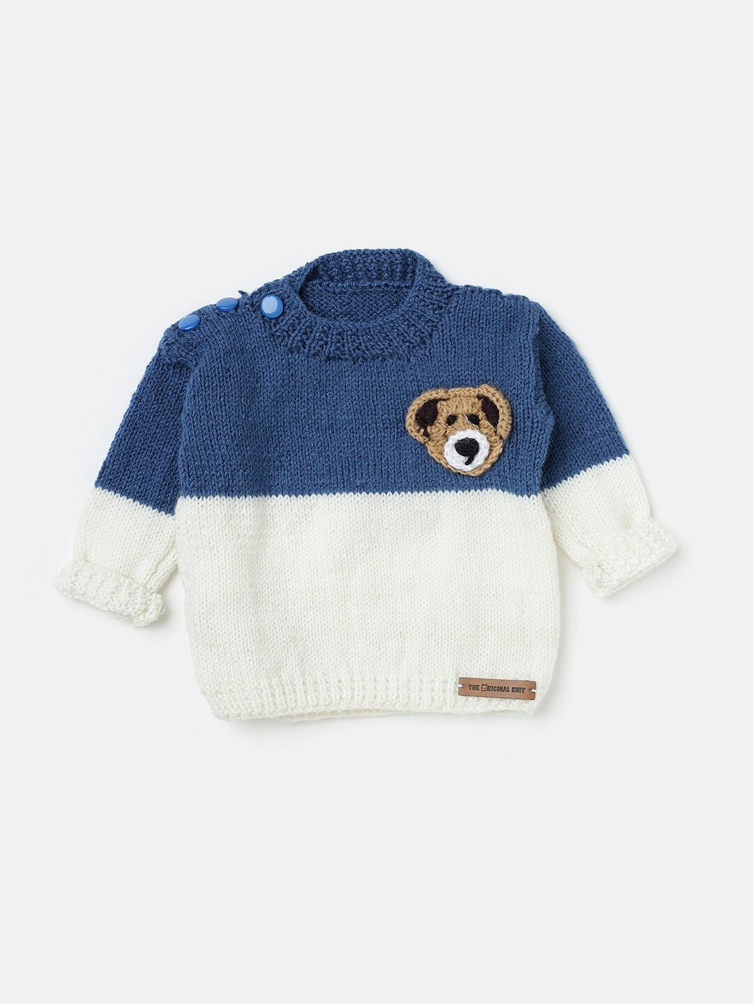 

The Original Knit Infants Kids Colourblocked Acrylic Pullover, Blue