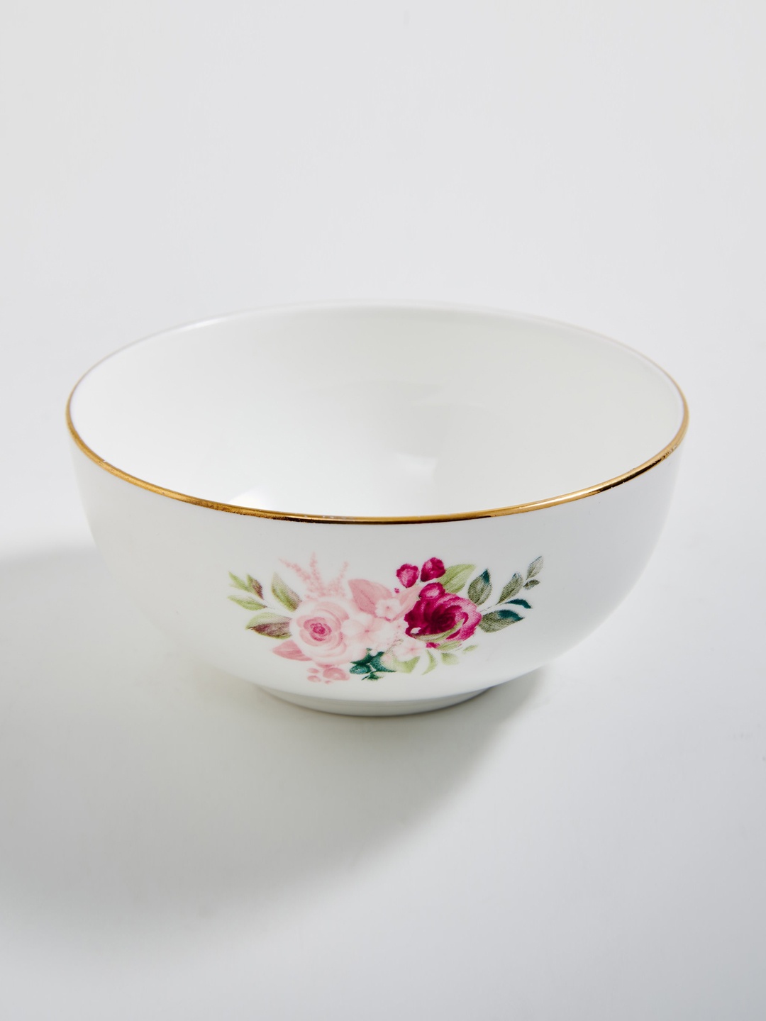 

Home Centre Lucas White & Pink Printed Serving Bowl 240ml