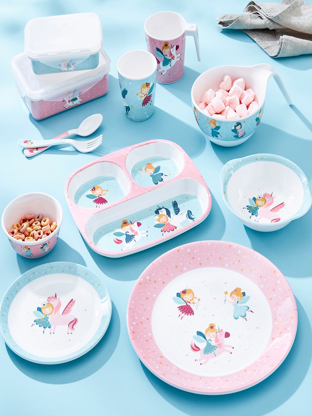

Home Centre Blue & White Glee Melamine Fairy Printed Noodle Bowl - 650ML