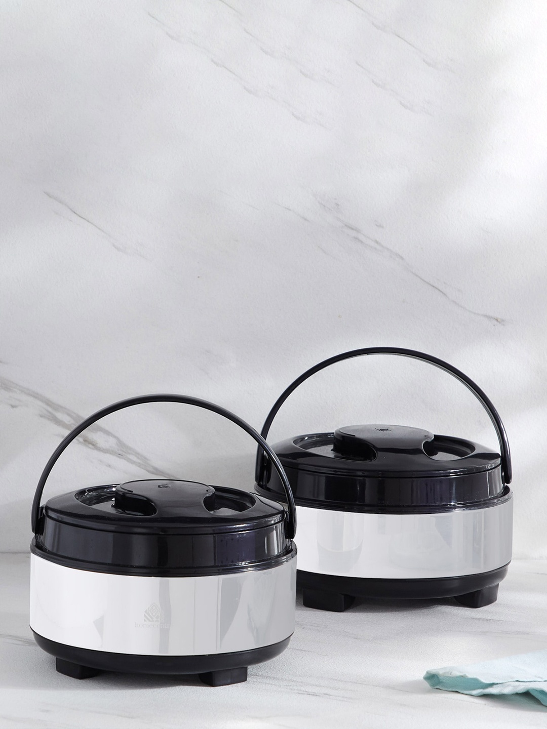 

Home Centre Rivago Nelson Black 2 Pieces Stainless Steel Serving Casseroles 13.5 L & 1.8 L