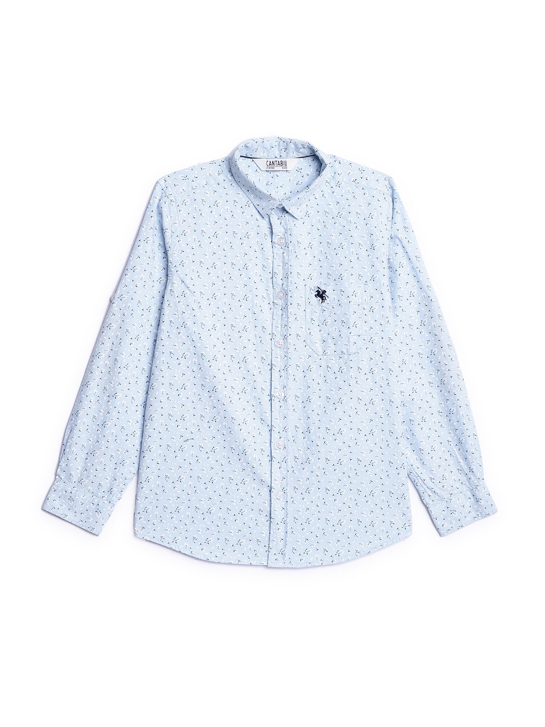 

Cantabil Boys Classic Micro Ditsy Printed Cotton Casual Shirt, Blue