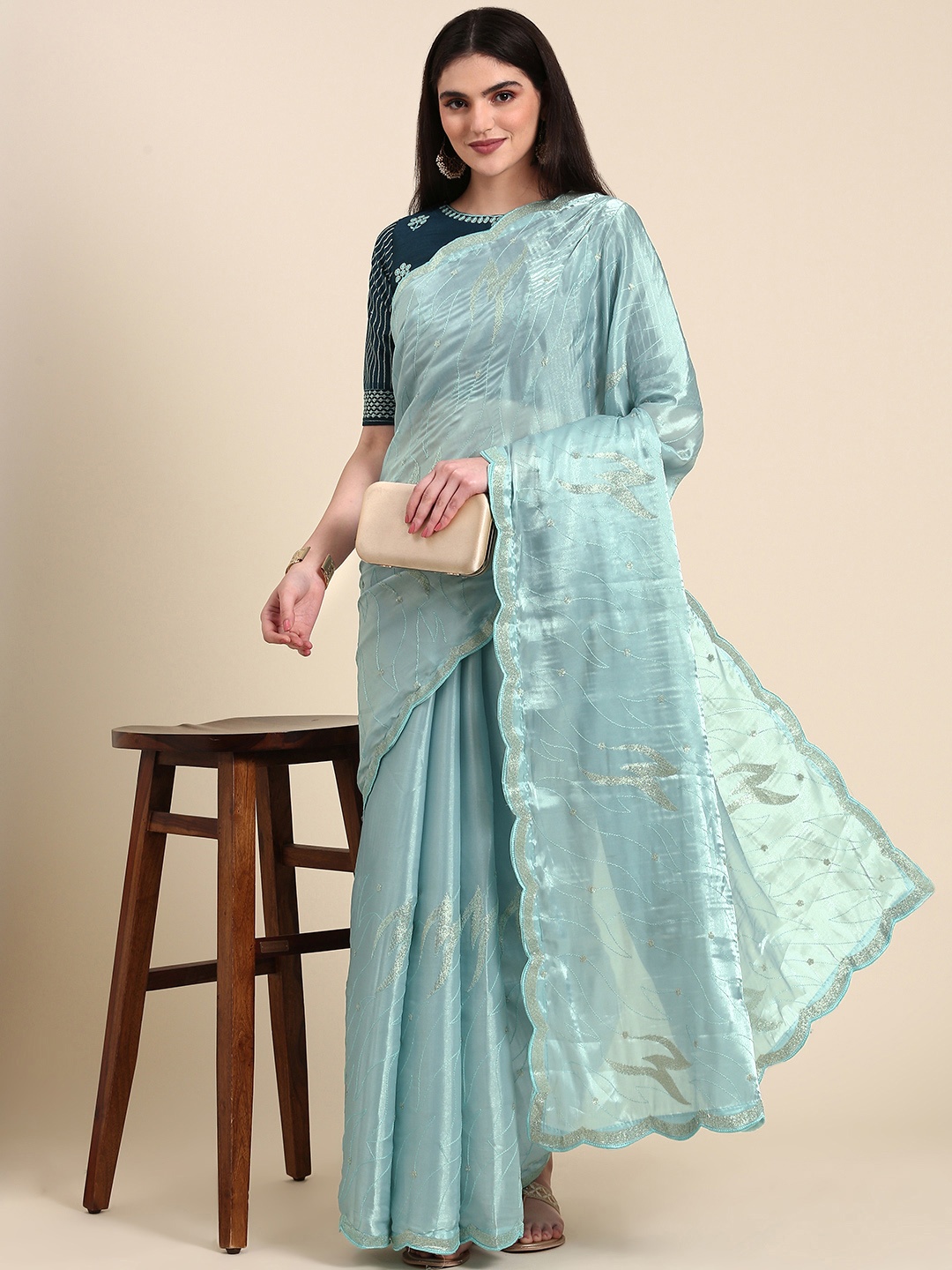 

Anouk Abstract Embroidered Saree, Blue