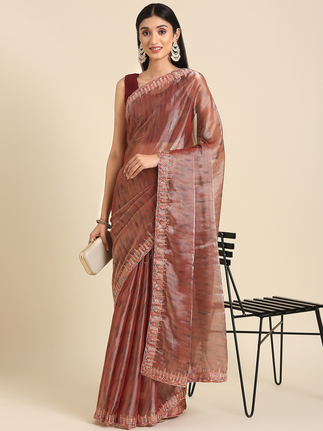 

Anouk Abstract Printed Sequinned Saree, Multi