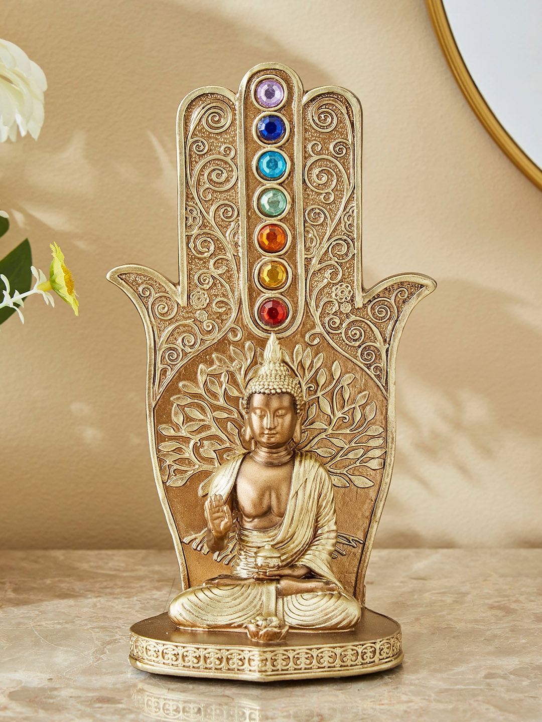 

Home Centre Gold Buddha Figurine Corsica Polyresin Showpiece
